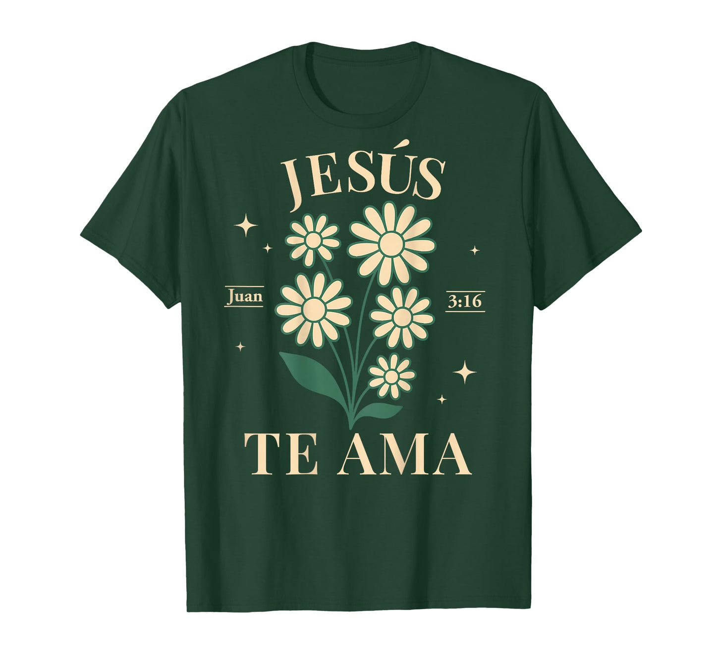 (ON Back) Jesus Te AMA Flor Jesus Loves You Boho Christian T-Shirt