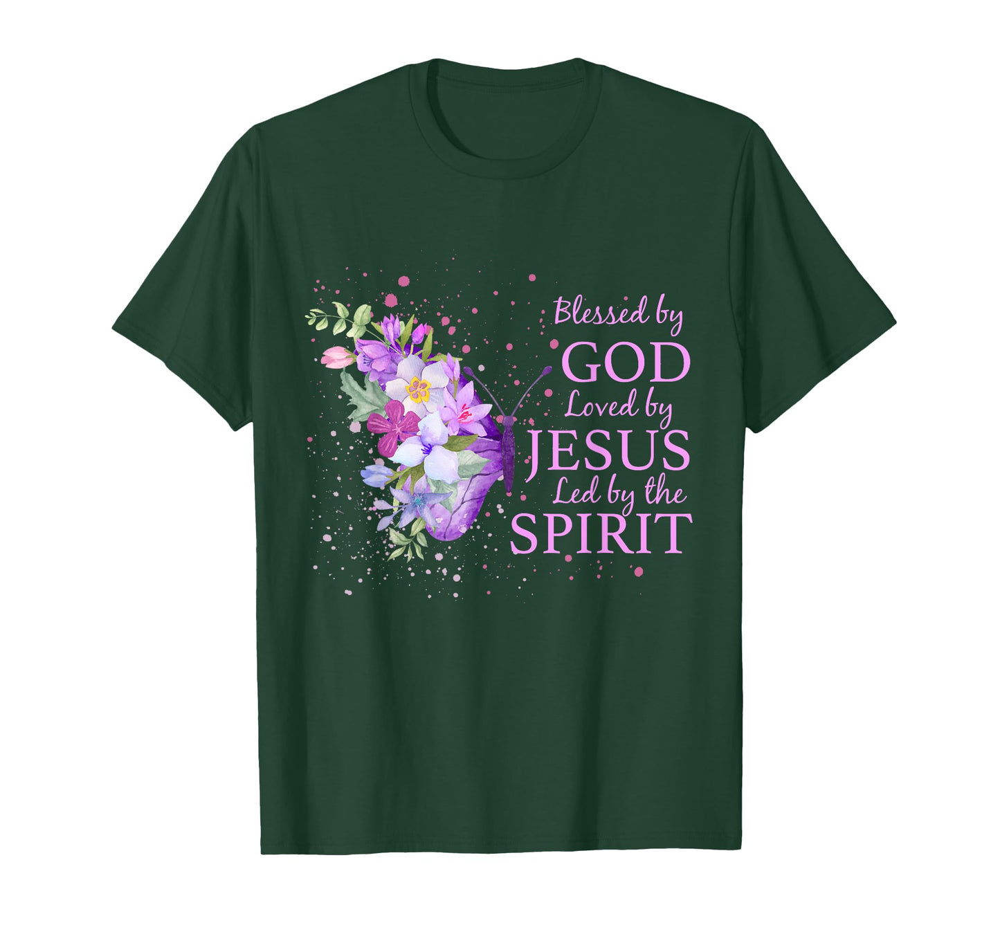 Blessed By God Loved By Jesus Christian Religious Butterfly T-Shirt