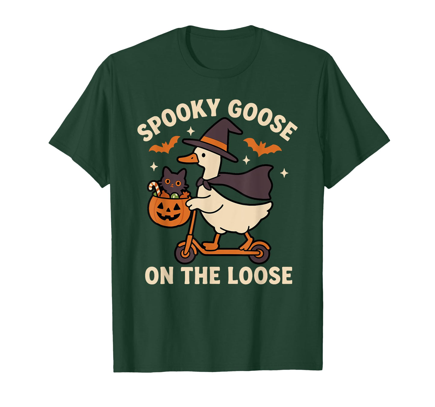 Spooky Goose On The Loose Halloween Silly Witch Costume T-Shirt
