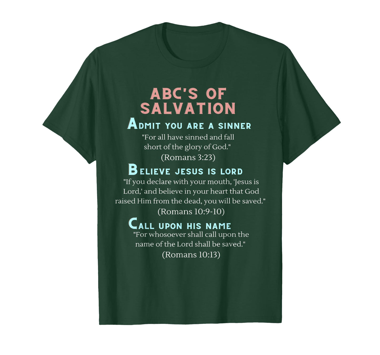 Clove & Lime Designs ABC's of Salvation T-Shirt,.Blue,Small