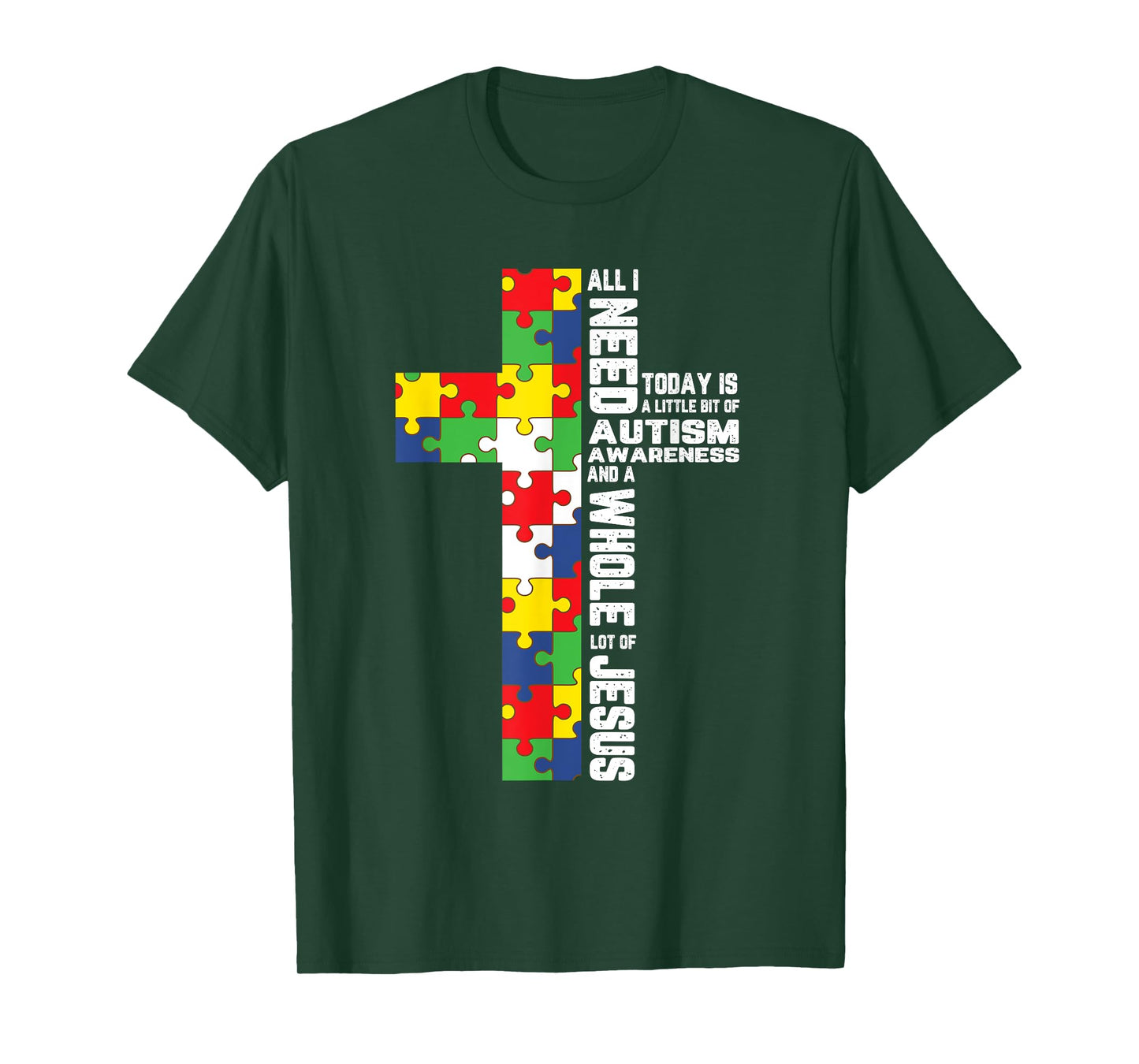 Autism Awareness Jesus Cross Puzzle Cool Christian Gifts T-Shirt