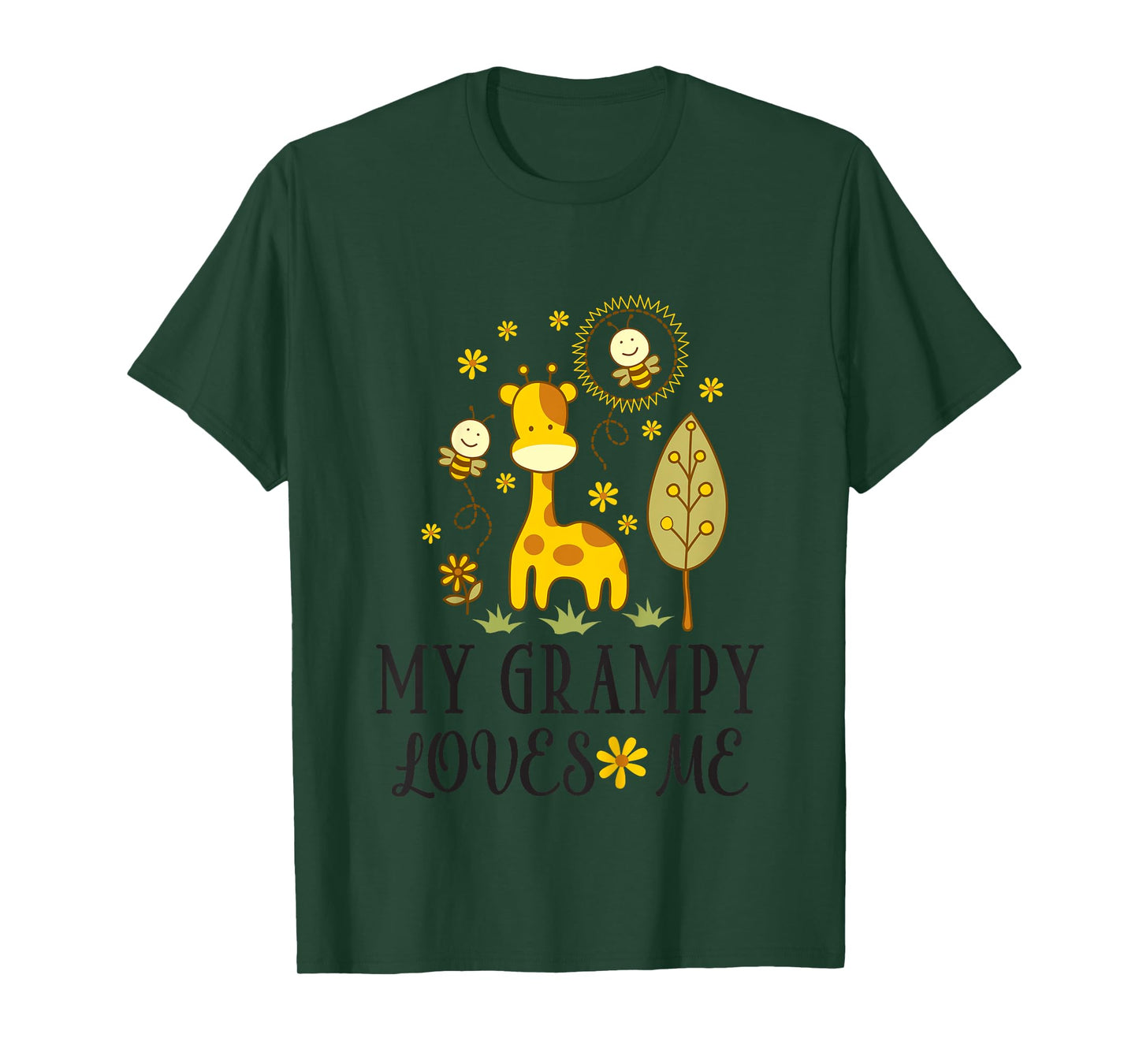 Kids My Grampy Loves Me Granddaughter Giraffe T-Shirt