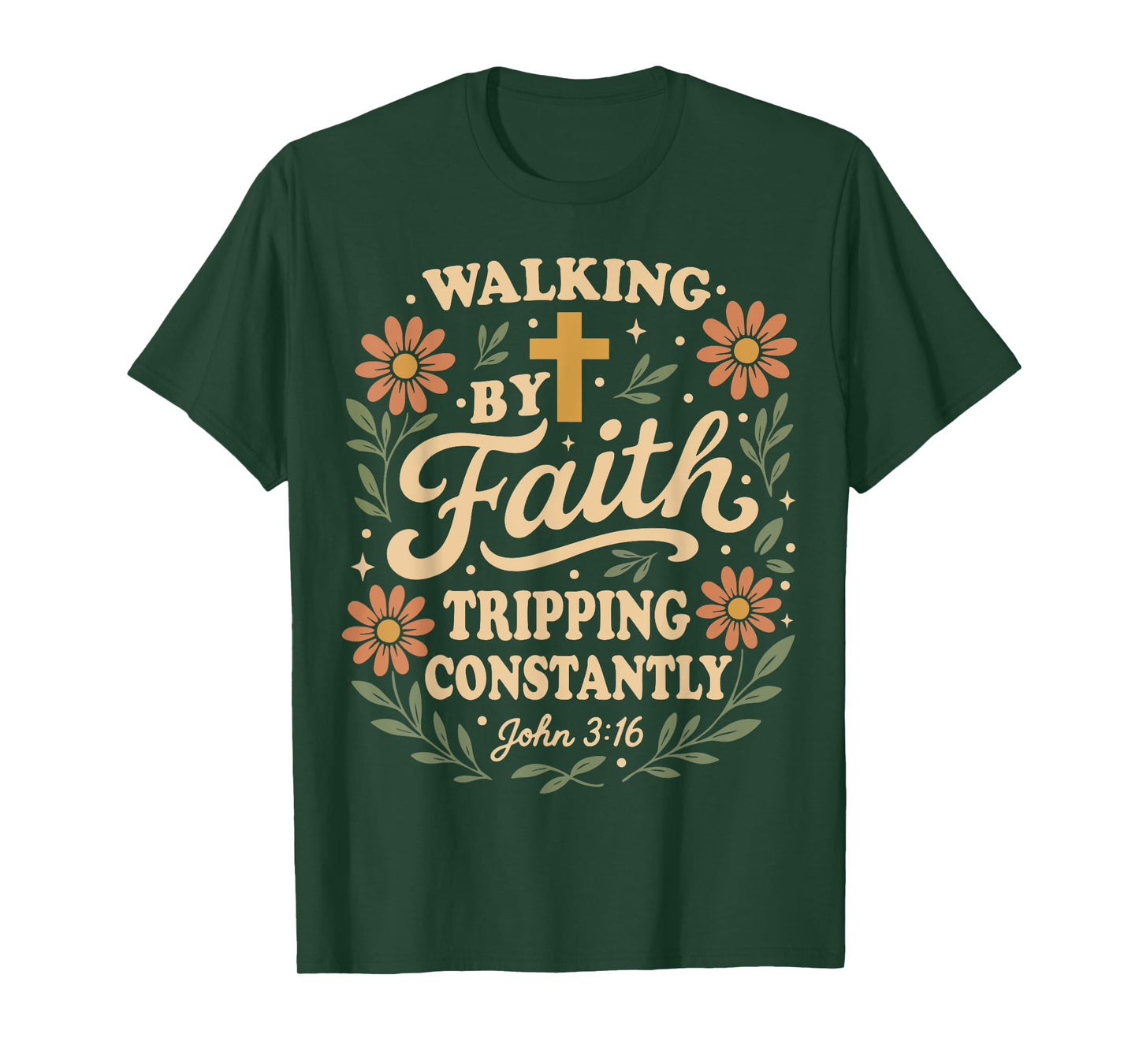 Boho Retro Christian Walking By Faith Tripping Constantly T-Shirt