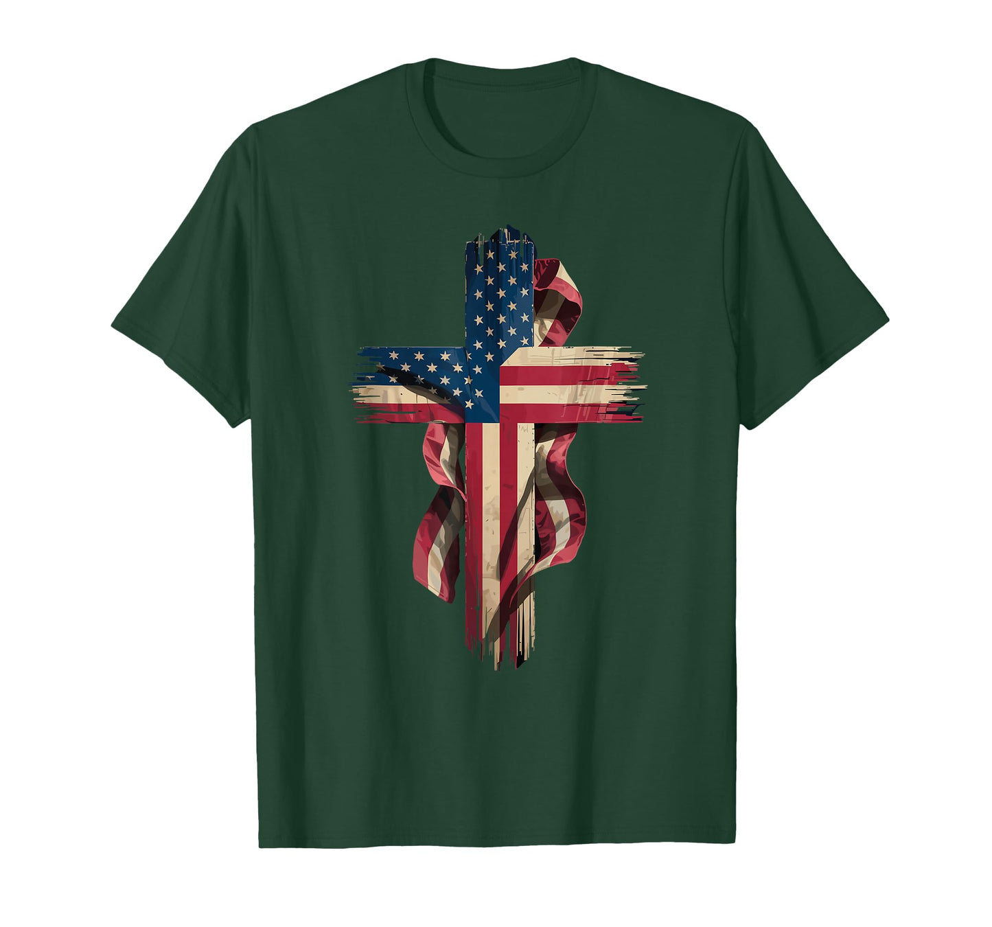 Patriotic Christian Cross USA Flag T-Shirt