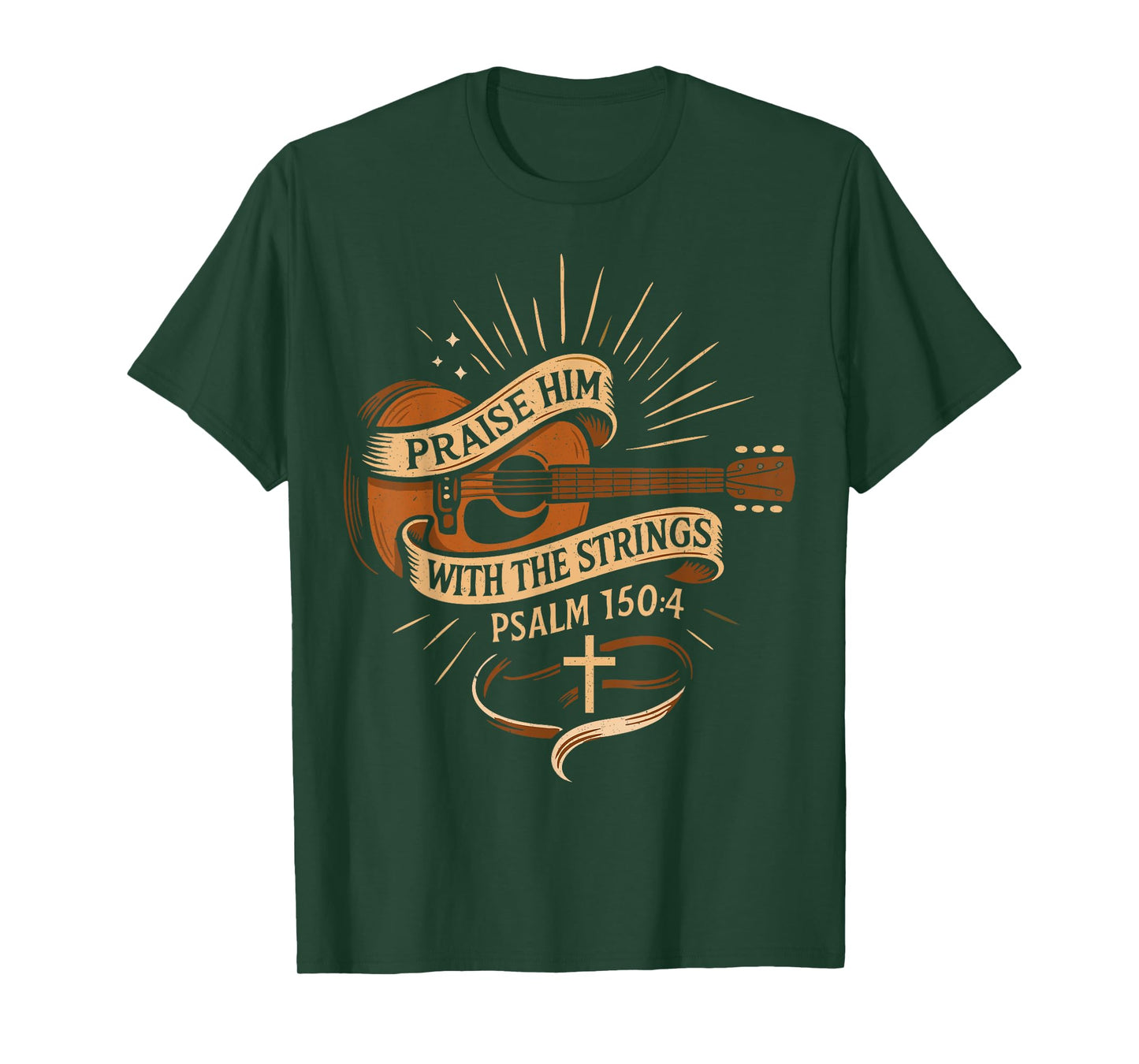 Praise Him With The Strings Jesus Acoustic Guitar Christian T-Shirt