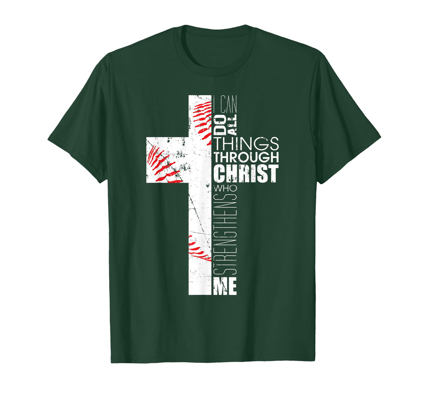 Philippians 4:13 Baseball Cross Gifts Christian Bible Verse T-Shirt