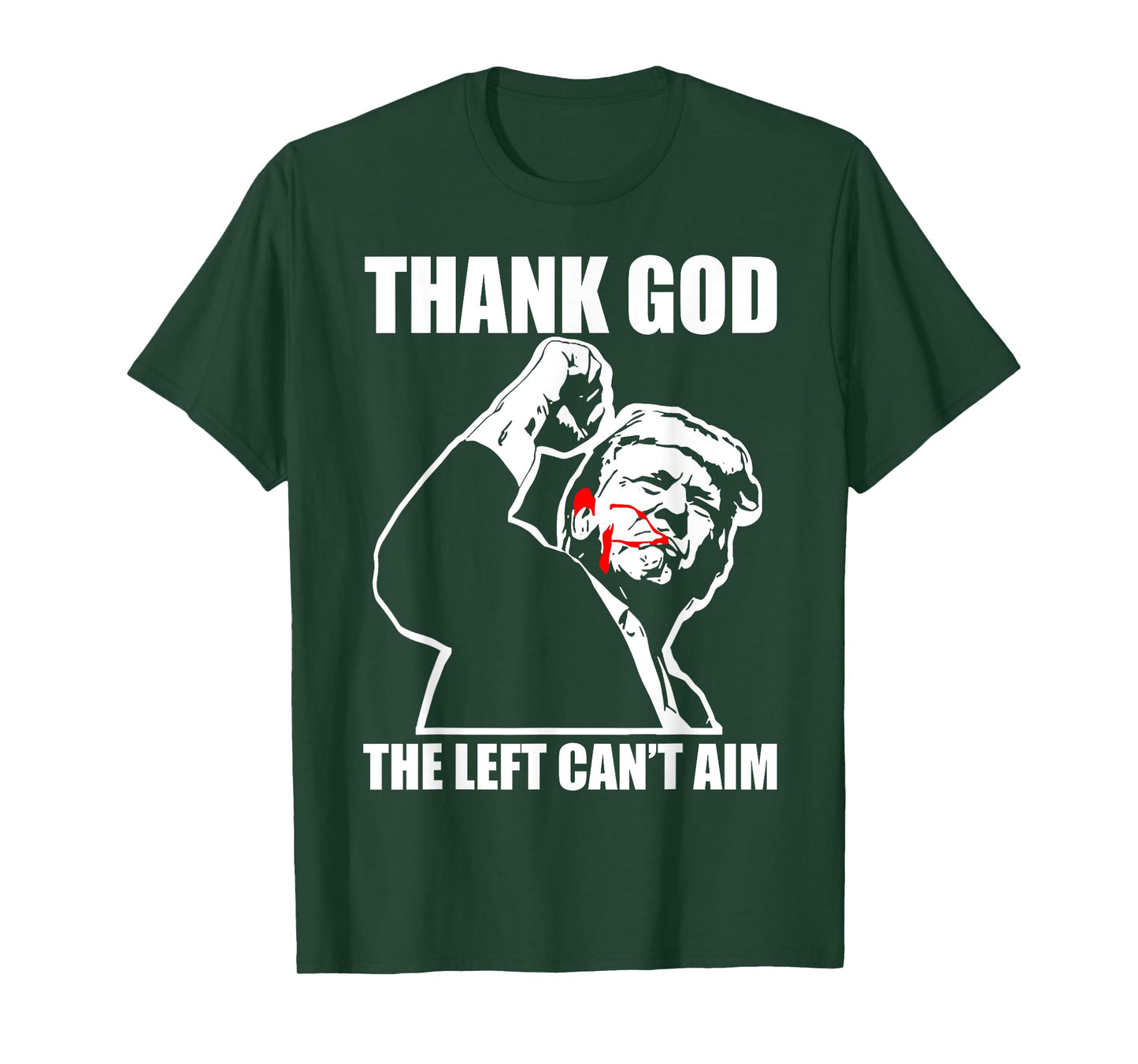 Trump Thank God The Left Can't Aim T-Shirt, Small, Black