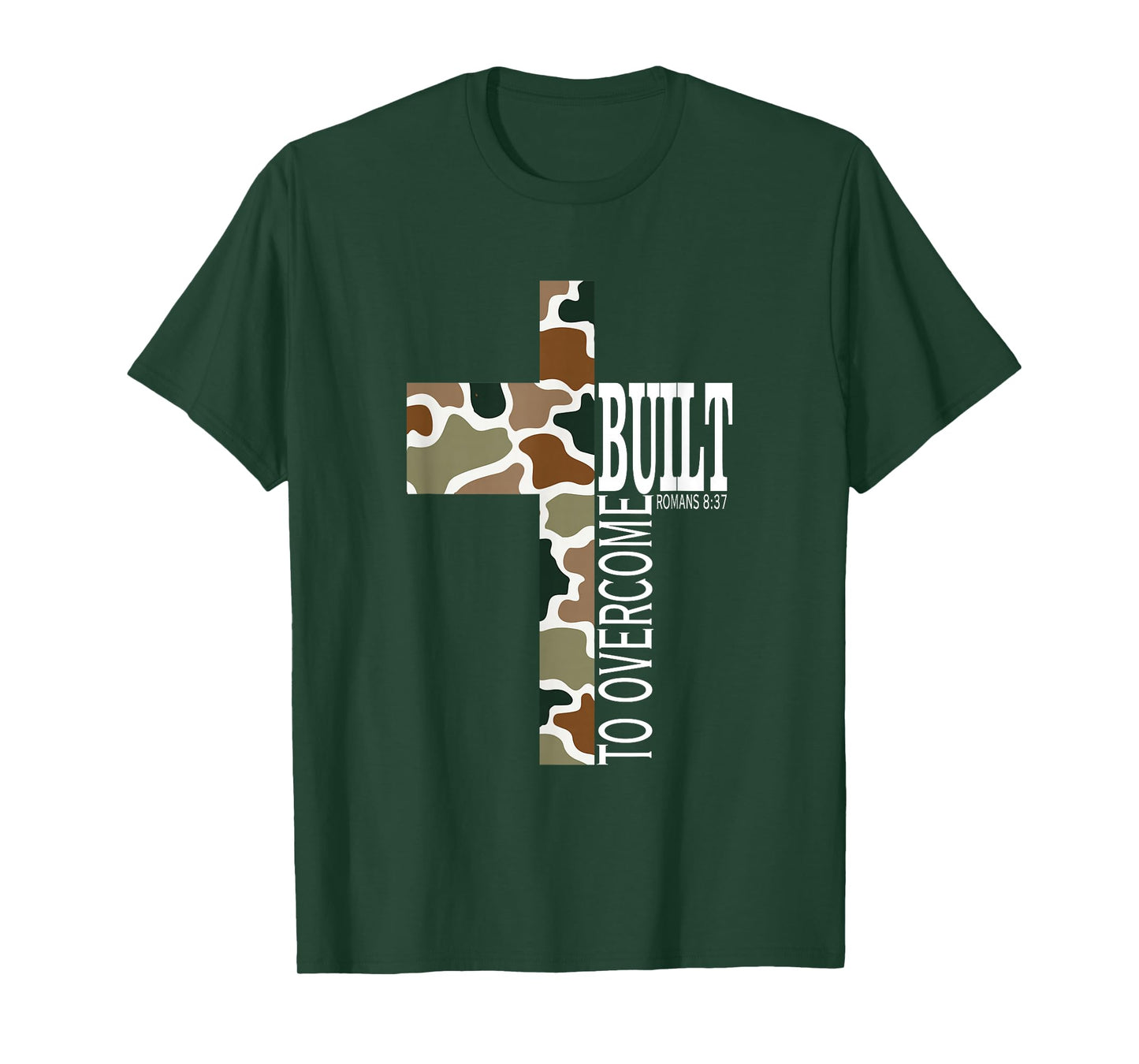 Built to Overcome Camo Gym Faith Christian Workout Scripture T-Shirt