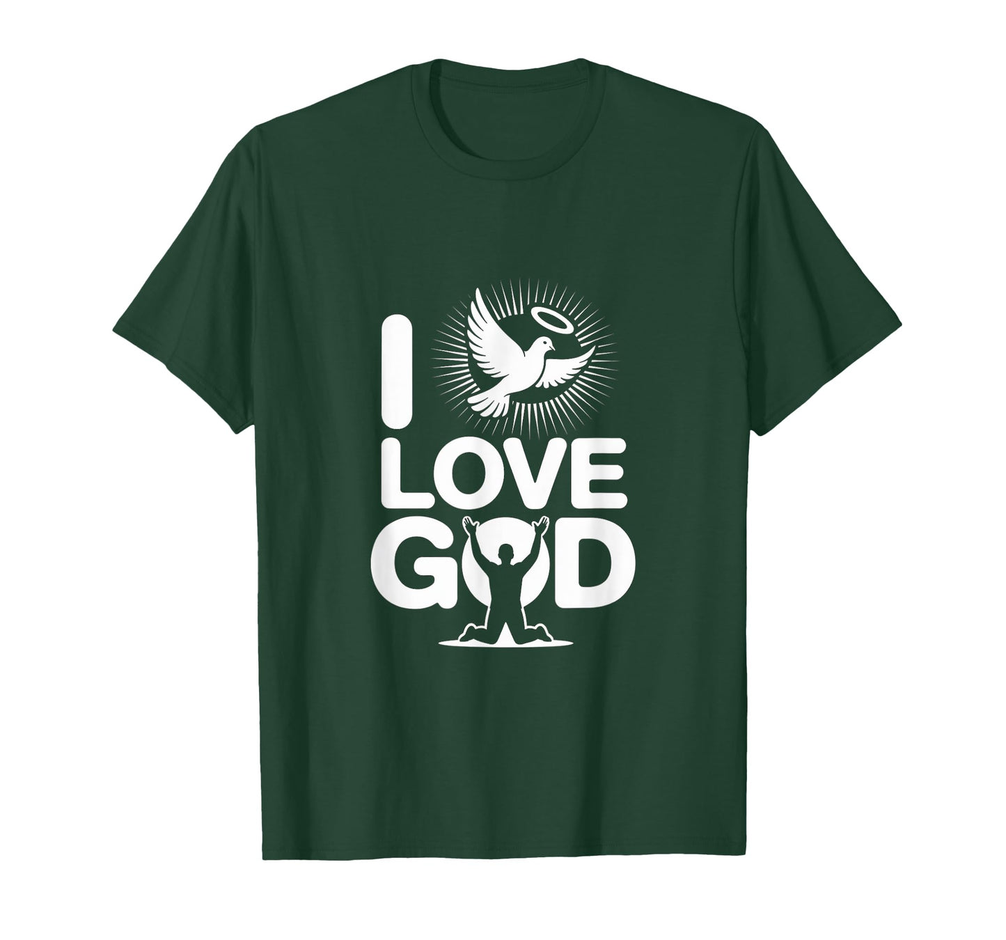 I Love God Dove Halo Spiritual Message T-Shirt