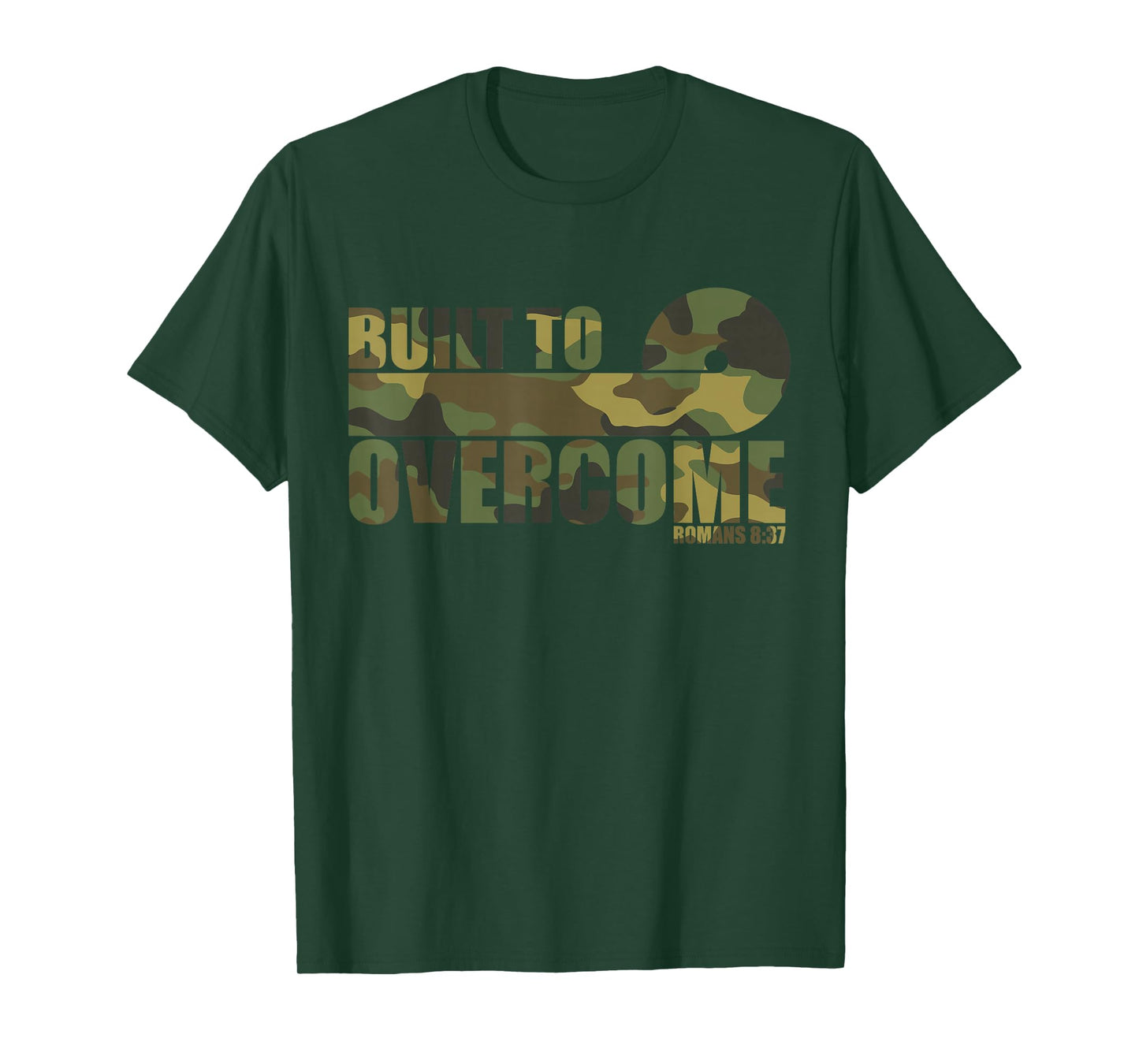 Built to Overcome Camo Scripture Gym Faith Christian Workout T-Shirt