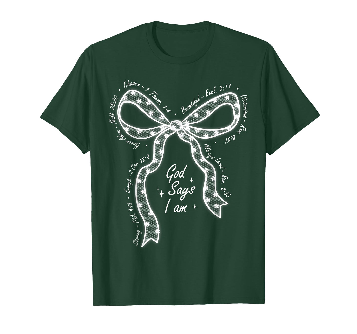 God Say I Am Lace Bow Christian Girl Women Bible Verse Jesus T-Shirt