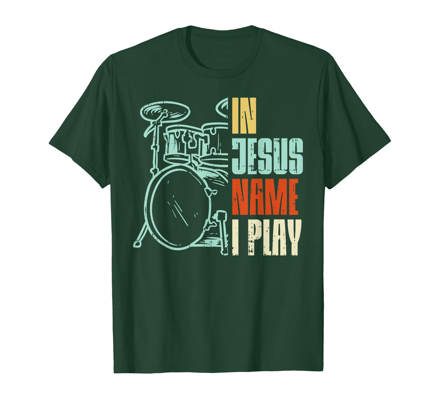 BoredKoalas Jesus Name I Play Drums T-Shirt - Men, Boys - Black - Short Sleeve - Small - Classic Fit - Cotton - Music, Drum Theme - Christmas, Birthday Occasion
