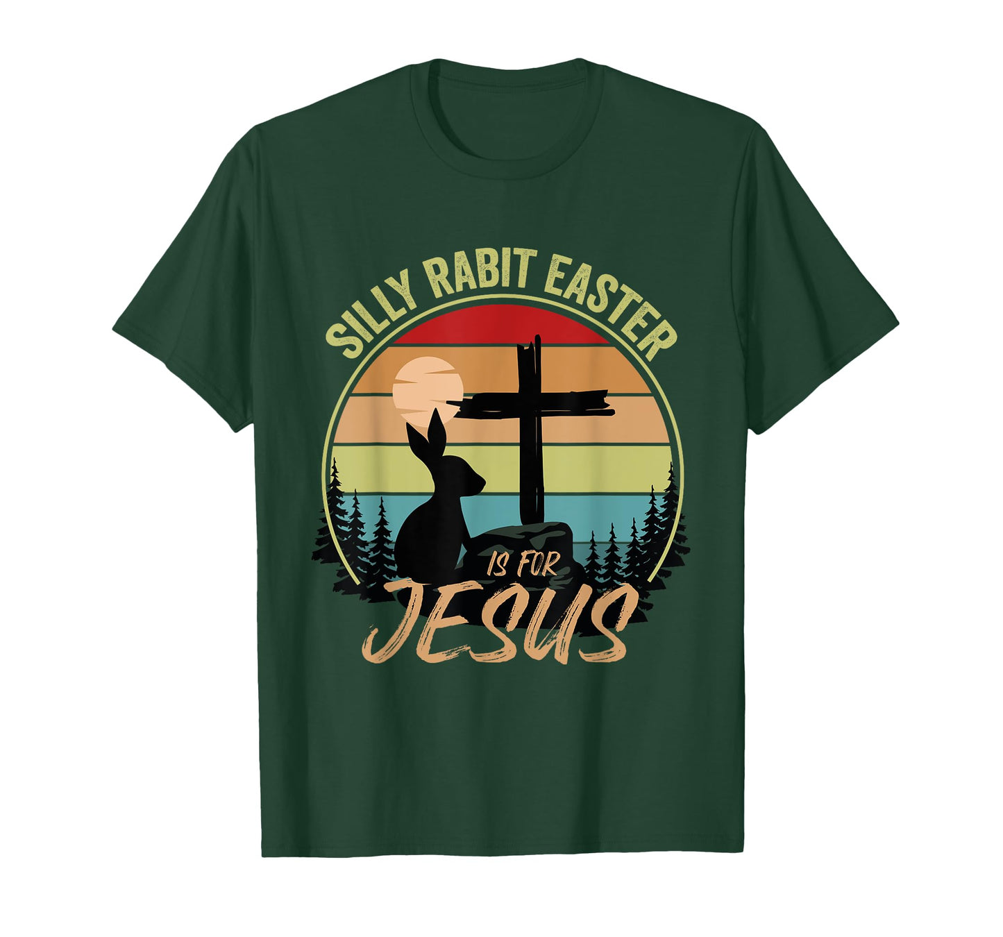 Silly Rabbit Easter Is For Jesus Retro Vintage Easter Day T-Shirt