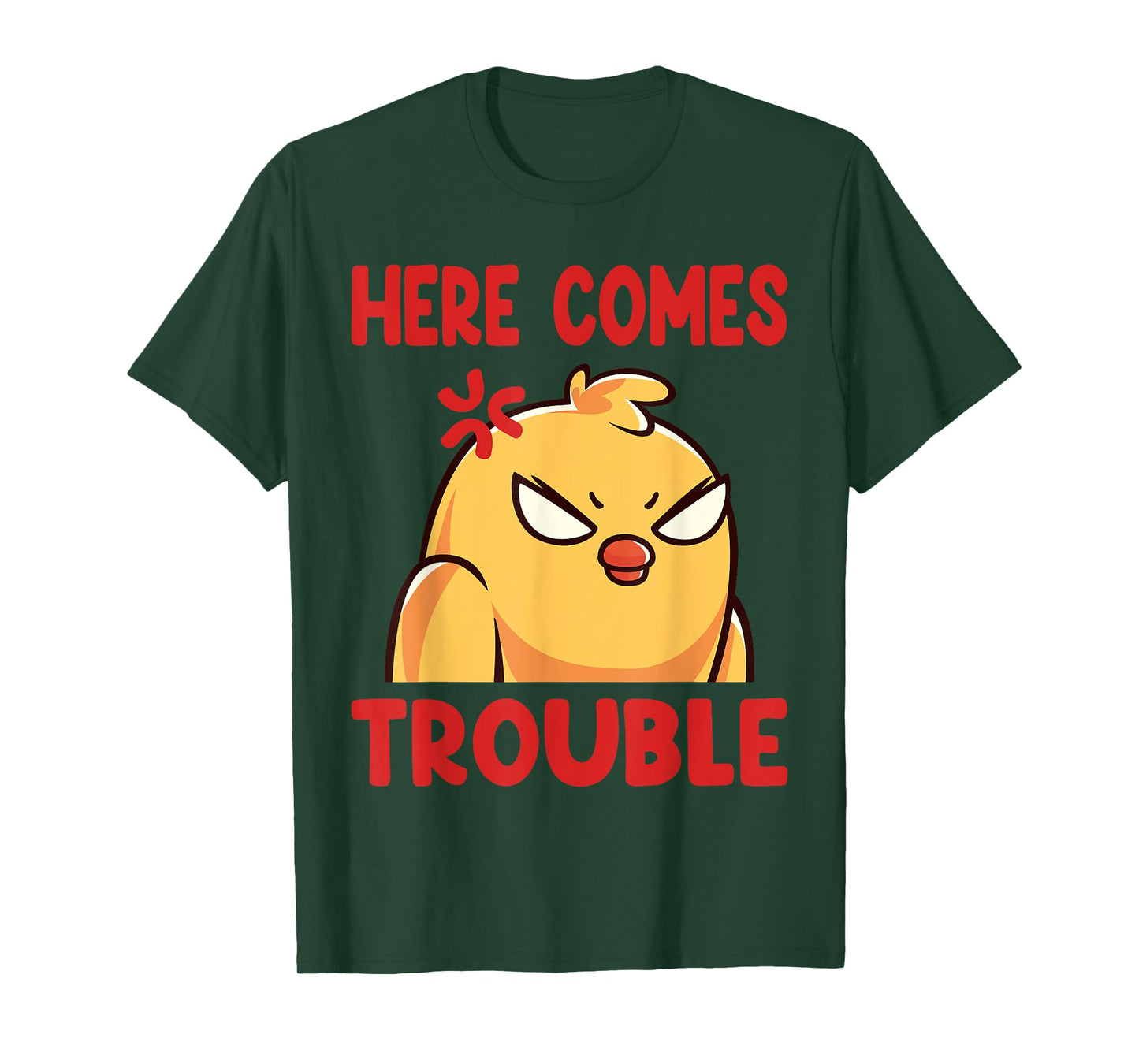 Funny Here Comes Trouble Angry Kawaii Bird T-Shirt