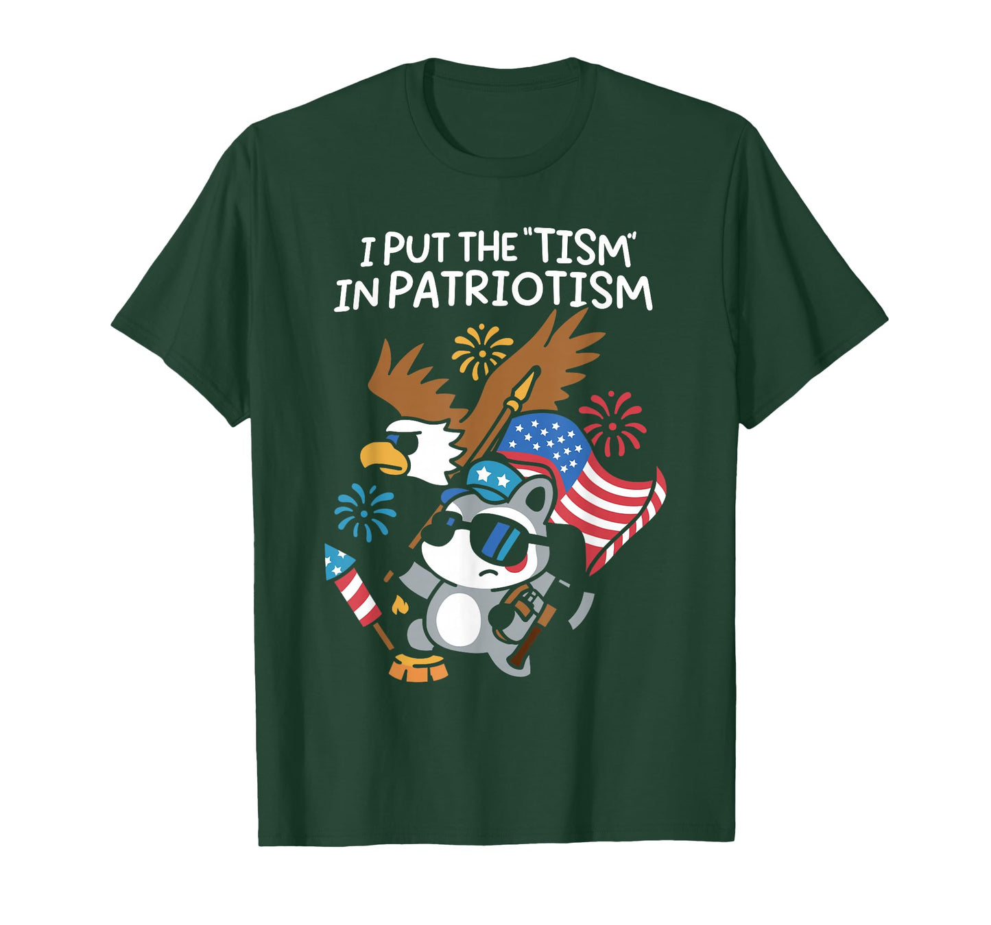 I Put The Tism in Patriotism Athletic Eagle T-Shirt