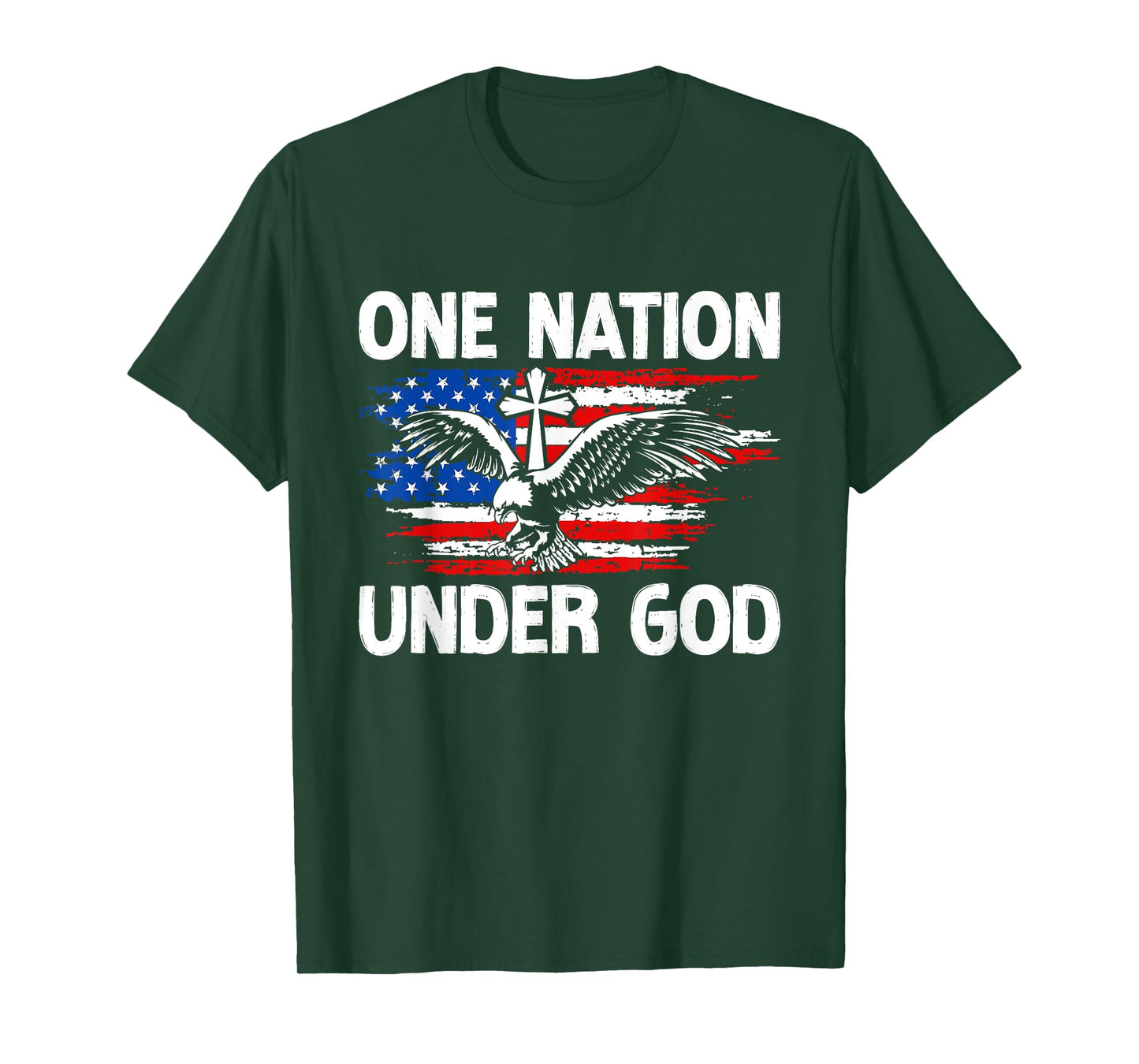 One Nation Under God Jesus Blessed American Flag T-Shirt