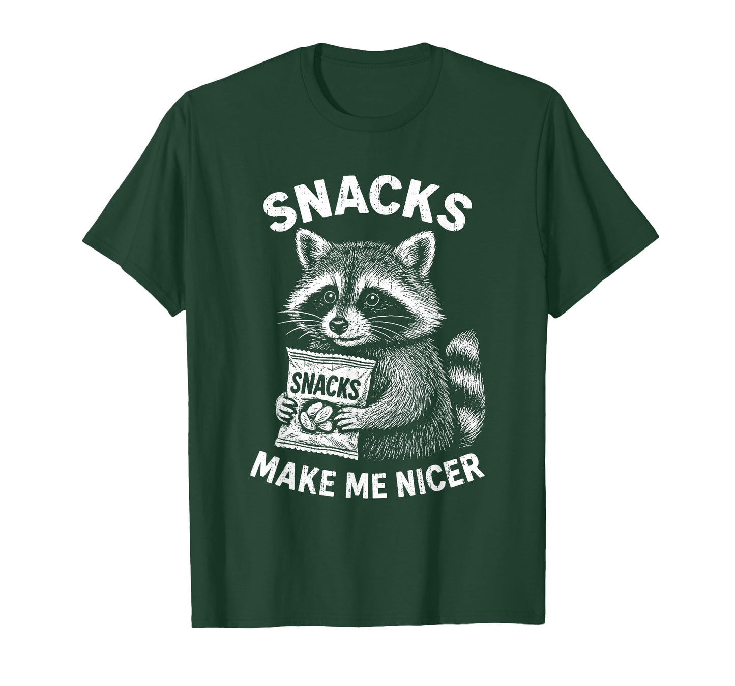 Snacks Make Me Nicer Raccoon Animal Funny Saying Humor Meme T-Shirt