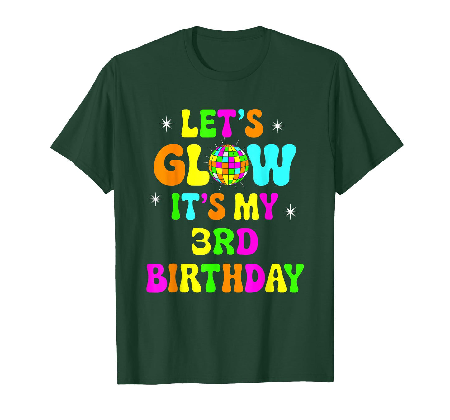 Lets Crazy It's My 3rd Birthday Party Glowing 80s Group Team T-Shirt