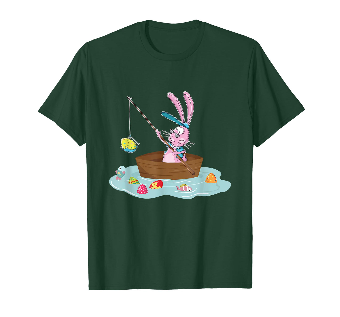 Funny Easter Bunny Fishing Egg Hunting - Easter Sunday Fun T-Shirt