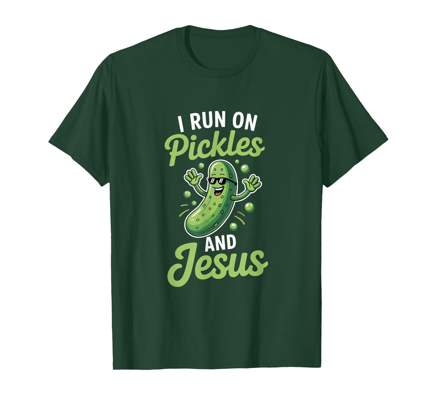 Funny Pickle Cucumber I Run on Pickles and Jesus T-Shirt