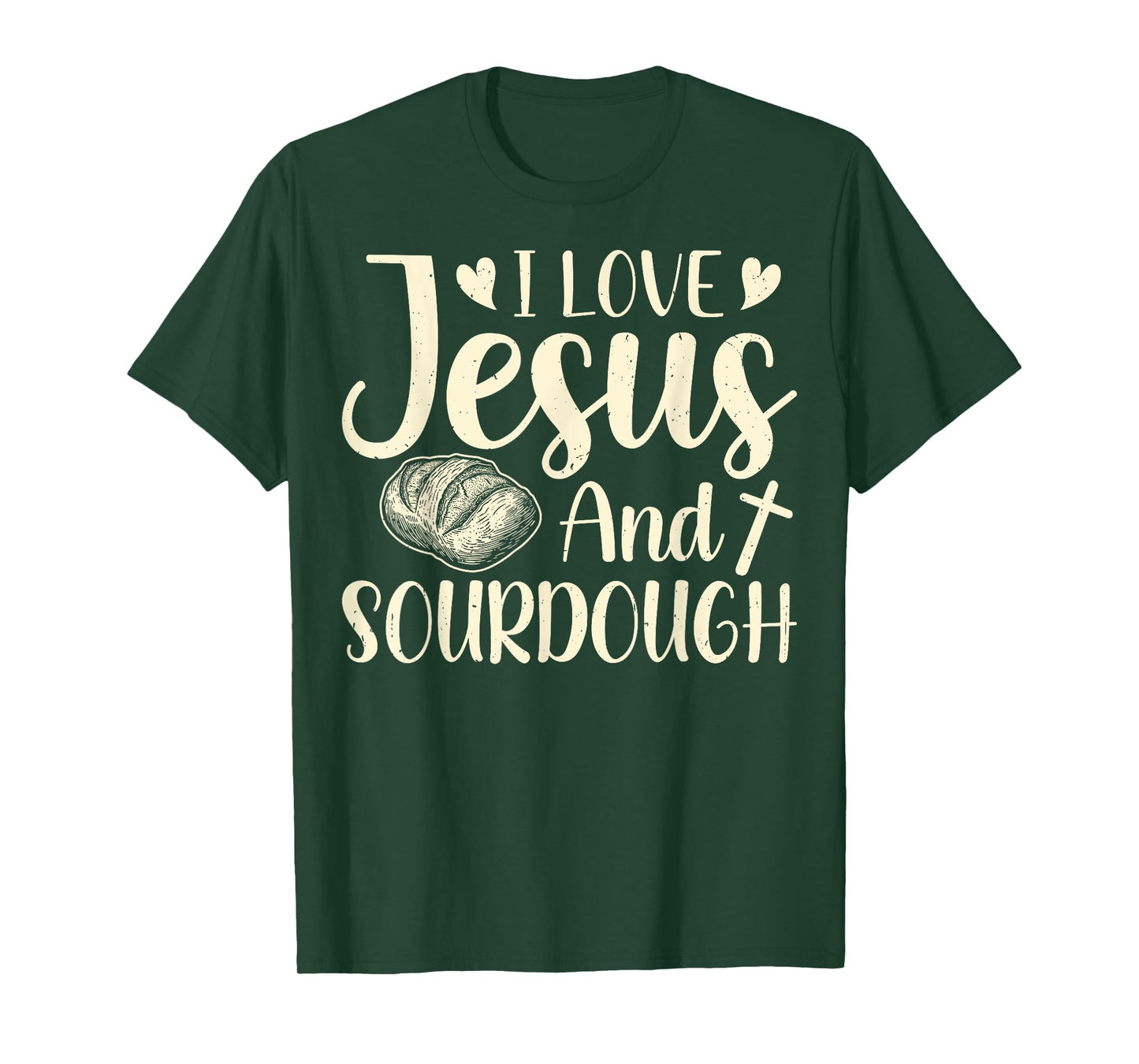 Christian Faith Sourdough Gifts - Love Jesus and Sourdough T-Shirt