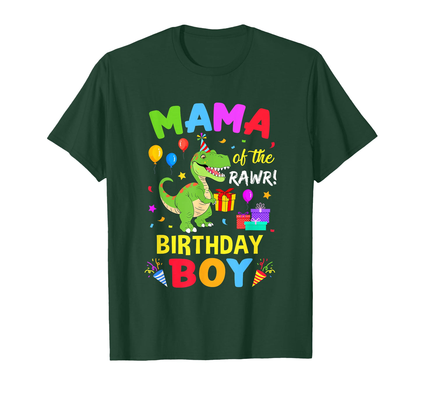 Mama Of The Birthday Boy T-Rex Funny Dinosaur Boy Party T-Shirt