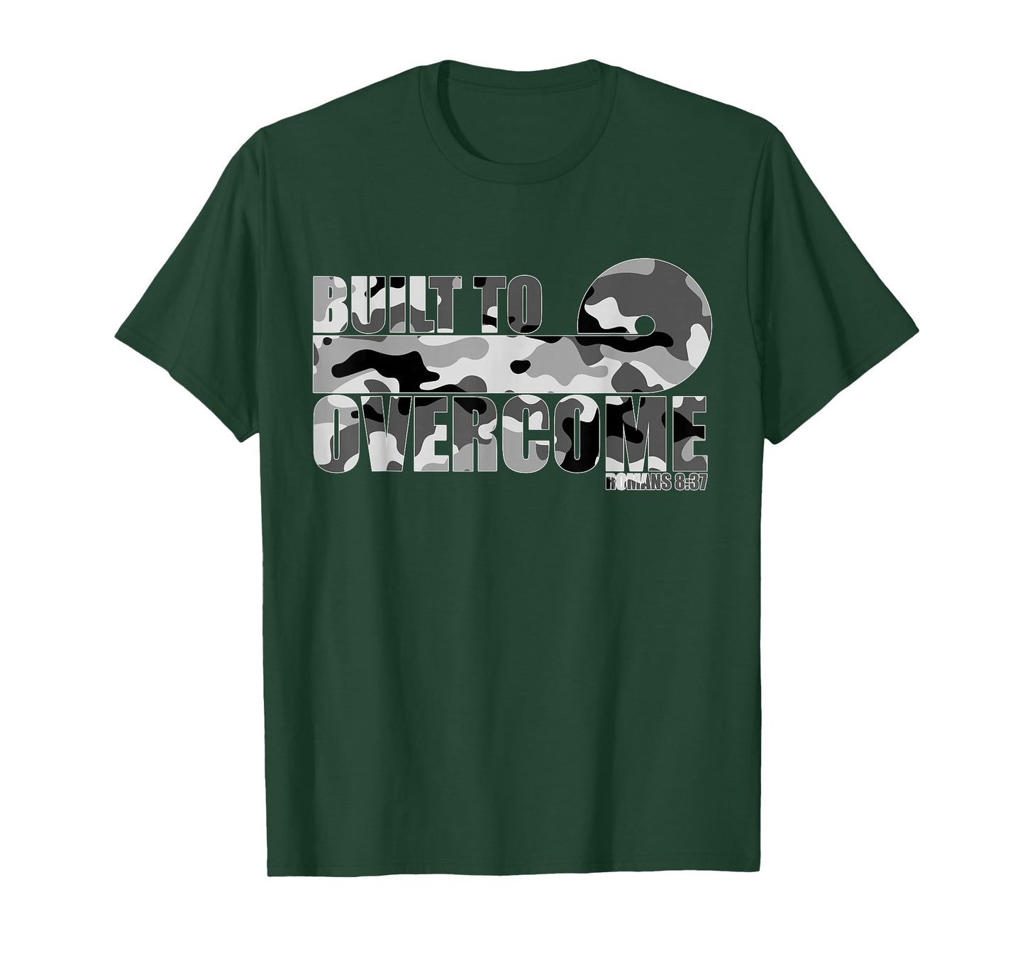 Built to Overcome Camo Workout Gym Christian Scripture Faith T-Shirt