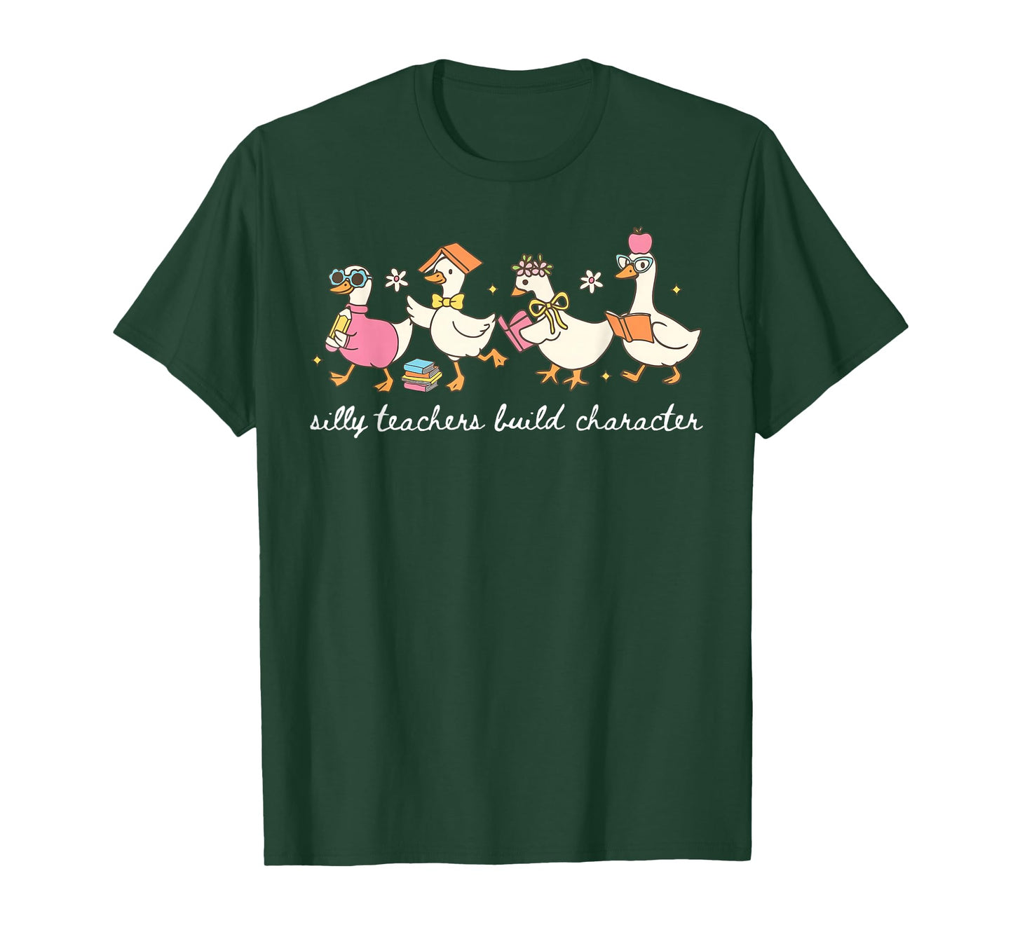Silly Teachers Build Character Goose Teacher Back to School T-Shirt