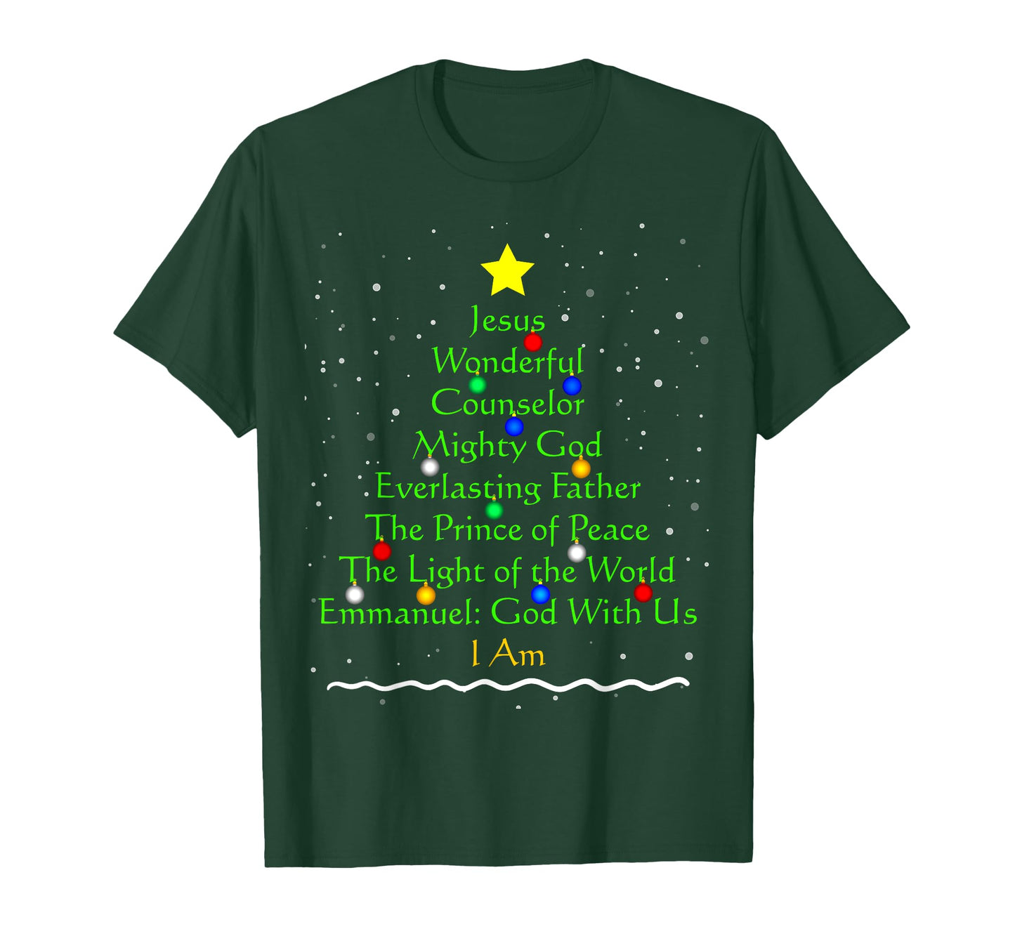 Christian Christmas Shirts Bible Names of Jesus Gift Tree T-Shirt