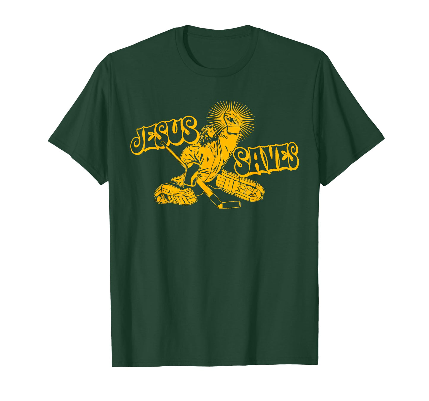 Funny Jesus Saves Hockey Religious Christian Goaltender Tee T-Shirt