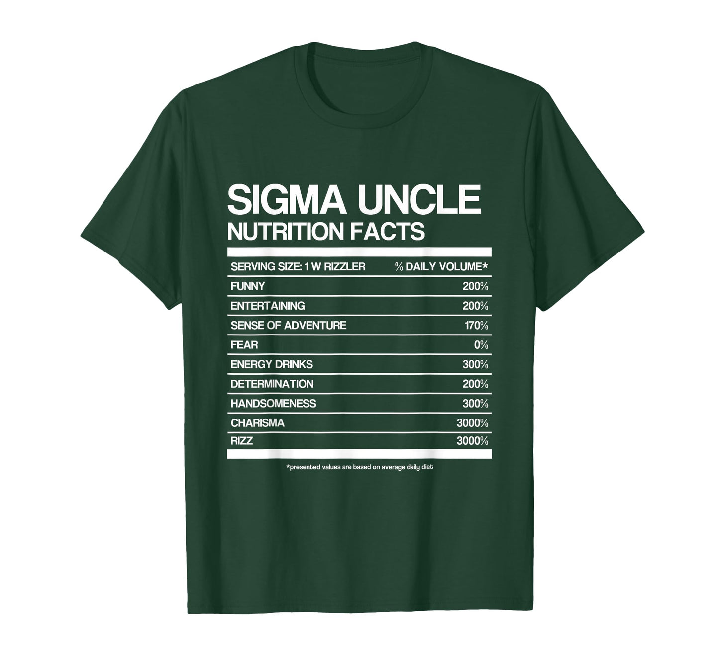 Funny Sigma Uncle Nutrition Facts Sigma Family Uncle Meme T-Shirt