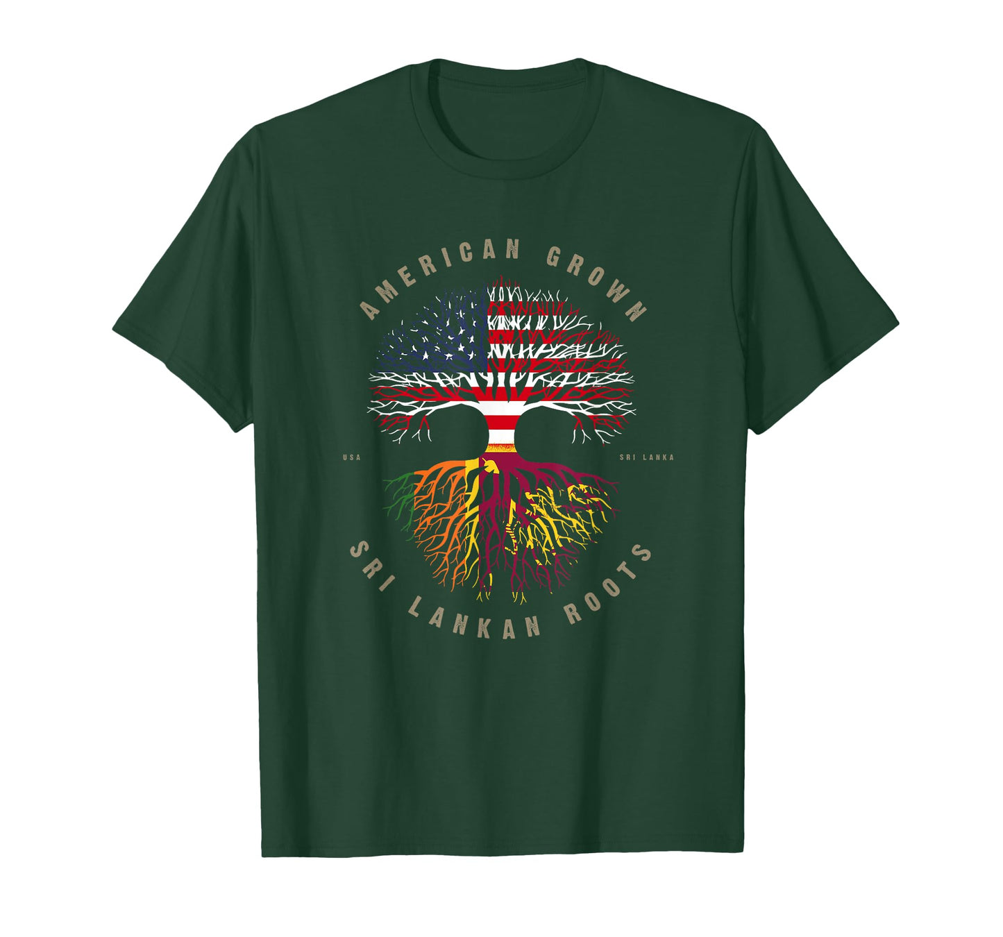 American Grown Sri Lankan Roots Sri Lanka Flag T-Shirt