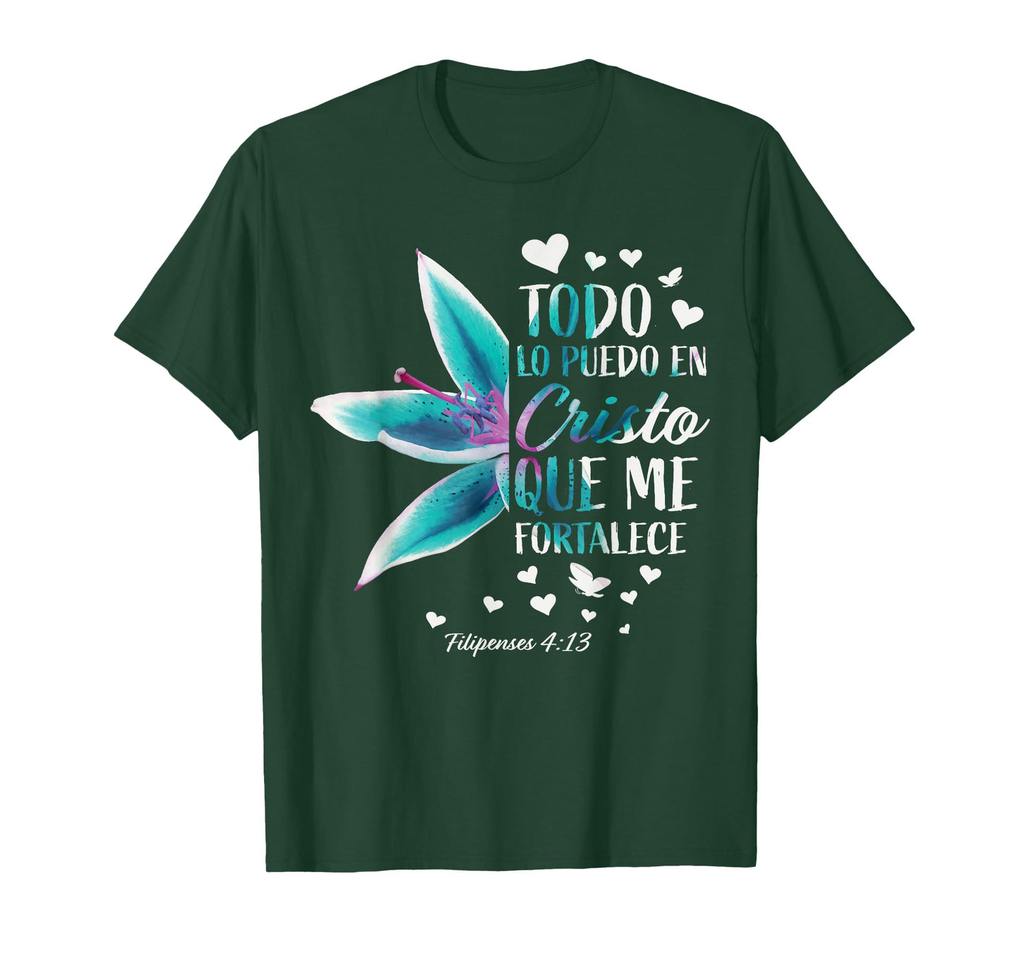 Christian Gifts Women Spanish Filipenses 4:13 Wife Mom Her T-Shirt