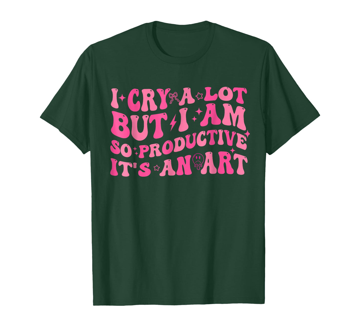 Retro I Cry A Lot But I Am So Productive Funny Trending Meme T-Shirt