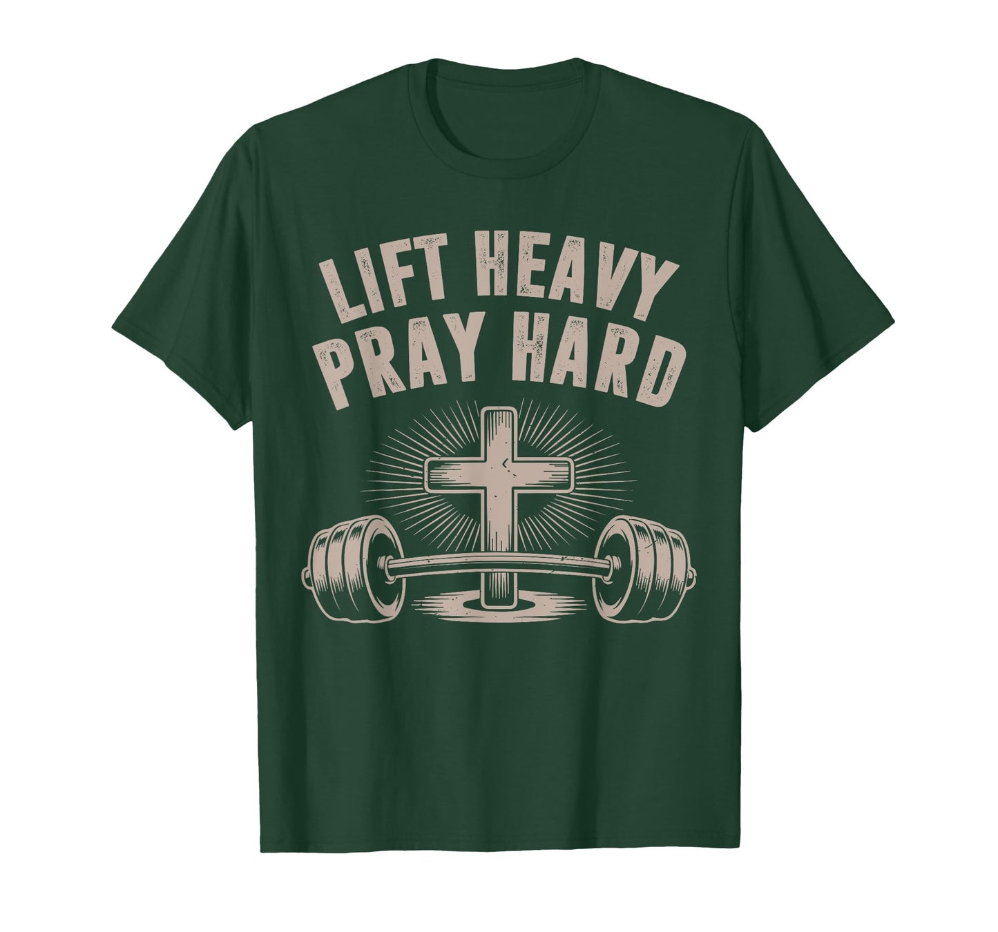 Men's Lift Heavy Pray Hard Funny Christian Jesus Gym Workout T-Shirt