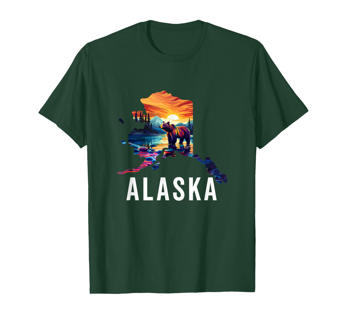 Alaskan Bear Animal Alaska Map Souvenirs Vacation Vintage T-Shirt