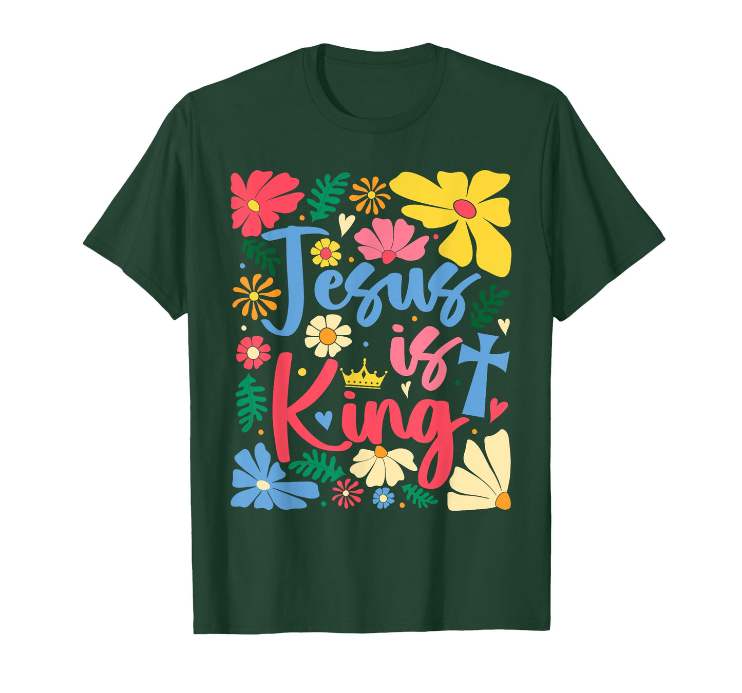 Jesus Is King Boho Flowers Christian God Religious Floral T-Shirt