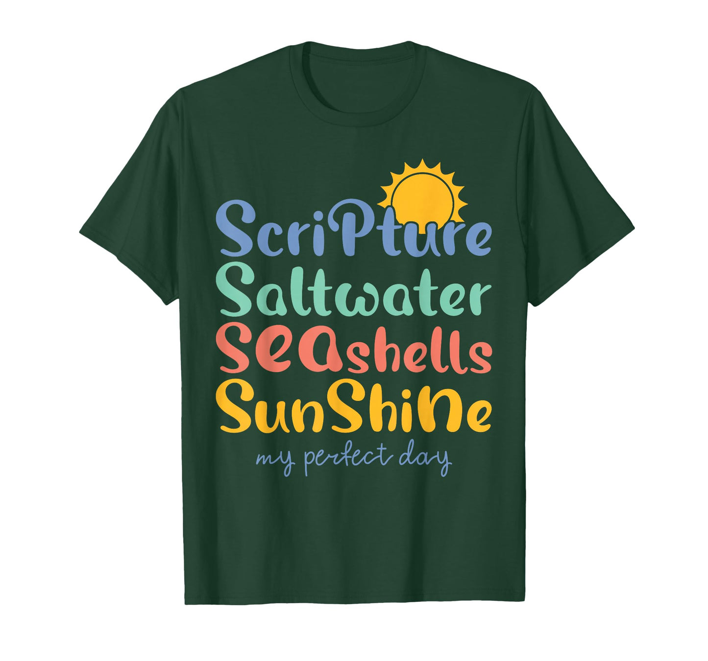 Scripture Saltwater Seashells Sunshine Beach Lovers Summer T-Shirt