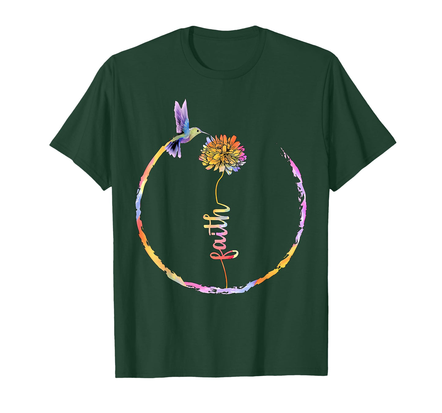 Watercolor Faith Bird Flower Hummingbird Christian Religious T-Shirt
