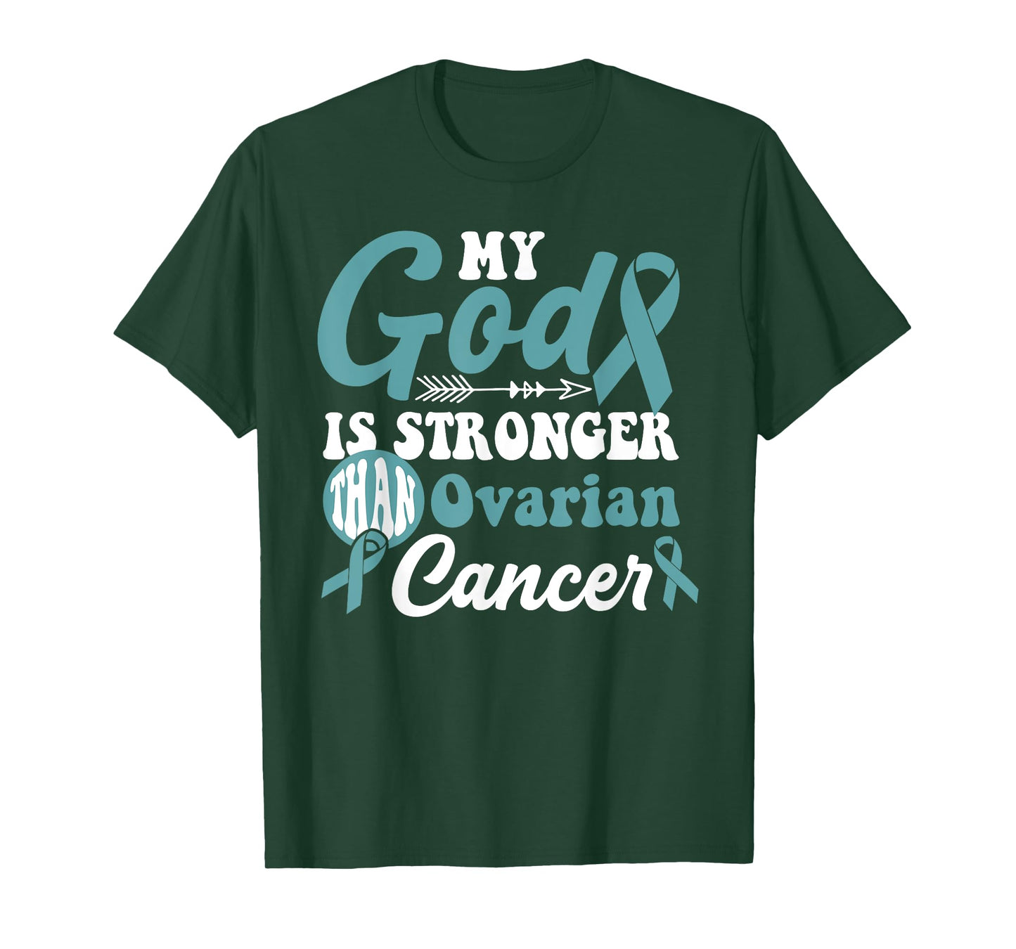 My God is Stronger Than Ovarian Cancer Awareness Warrior T-Shirt