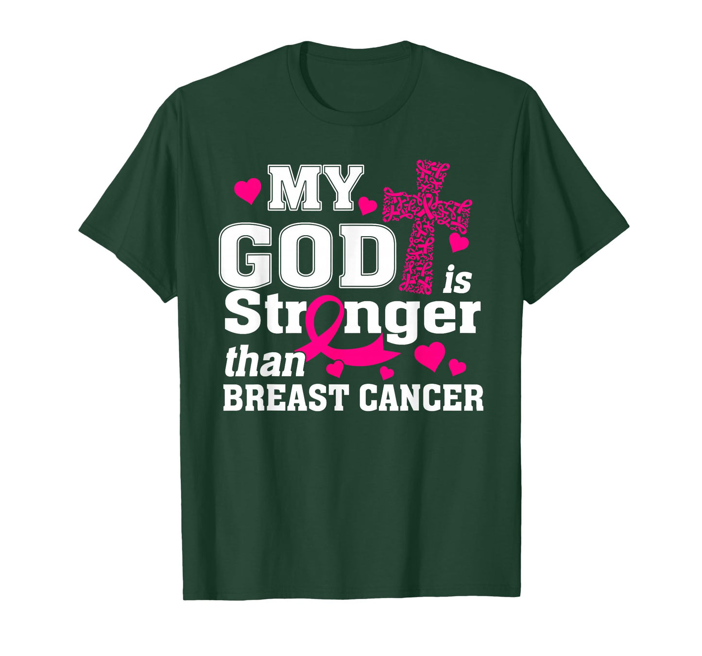 My God is Stronger Than Breast Cancer Cross T-Shirt