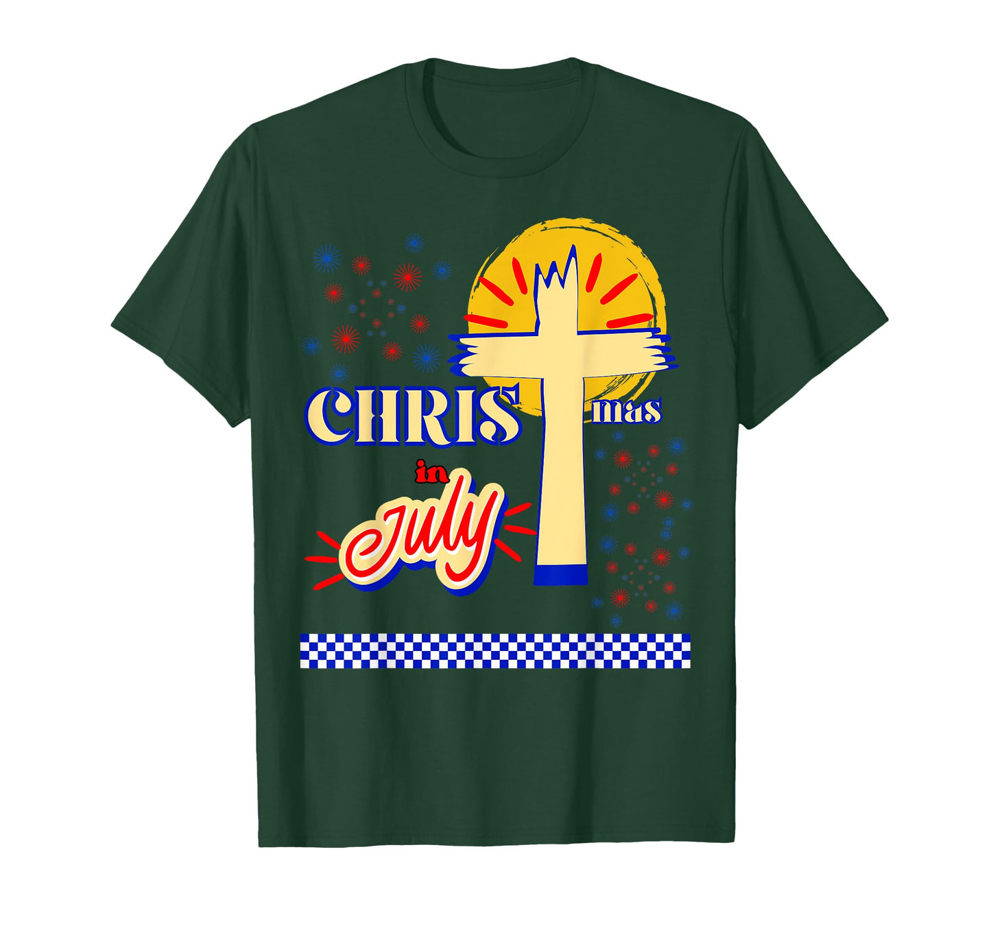 Retro Christmas In July Christian Jesus God Summer Beach BBQ Men Women Kids T-Shirt