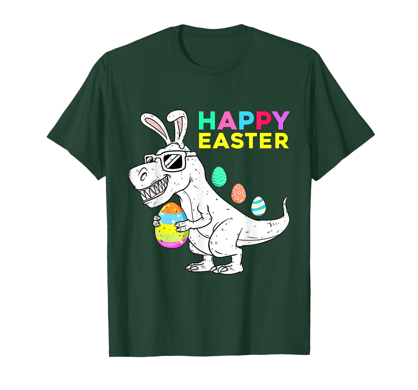 Happy Easter T Rex Dino With Bunny Ears Funny Egg Boys Girls T-Shirt