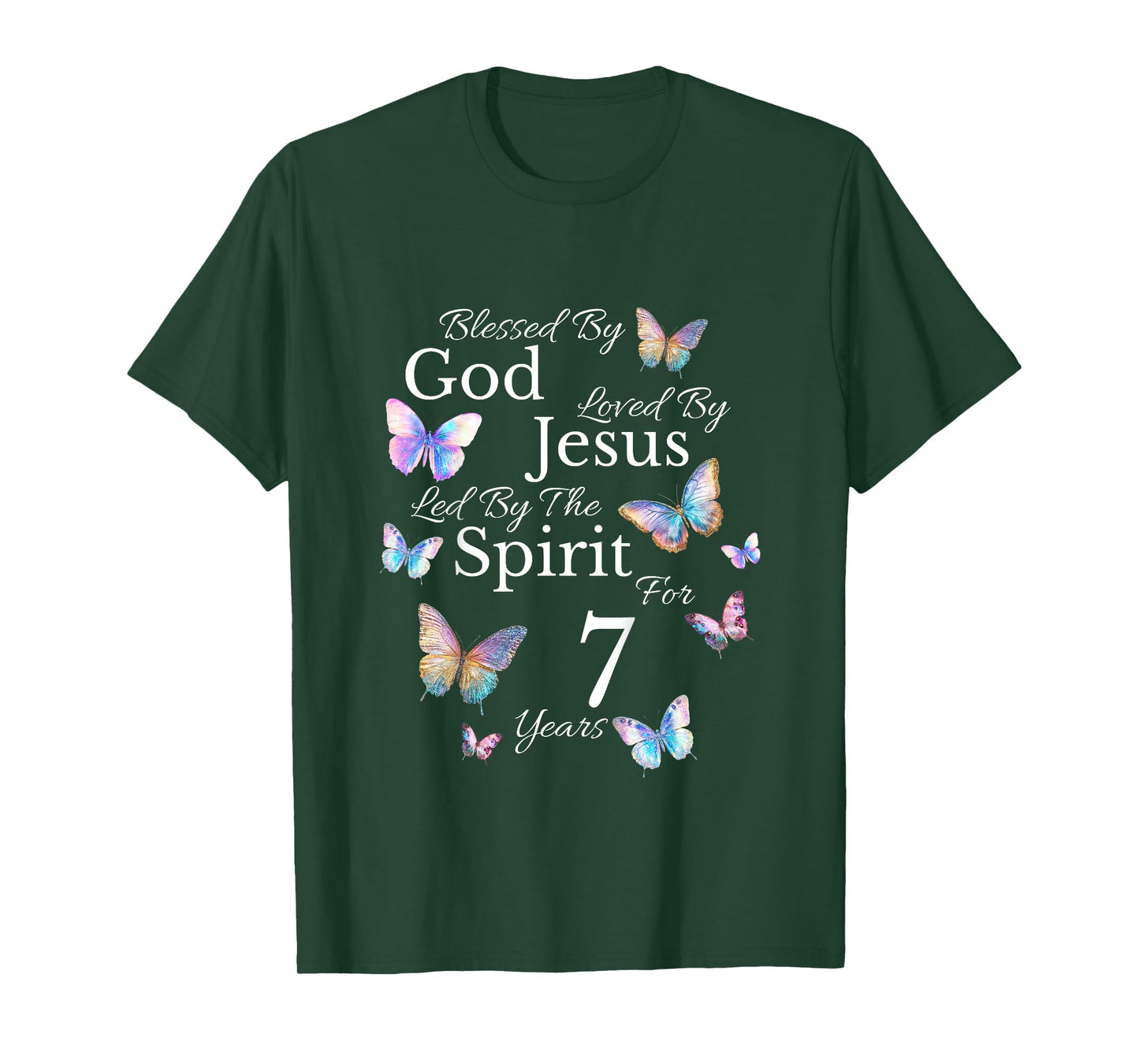 Kids Blessed By God Loved By Jesus For 7 Years Old 7th Birthday T-Shirt