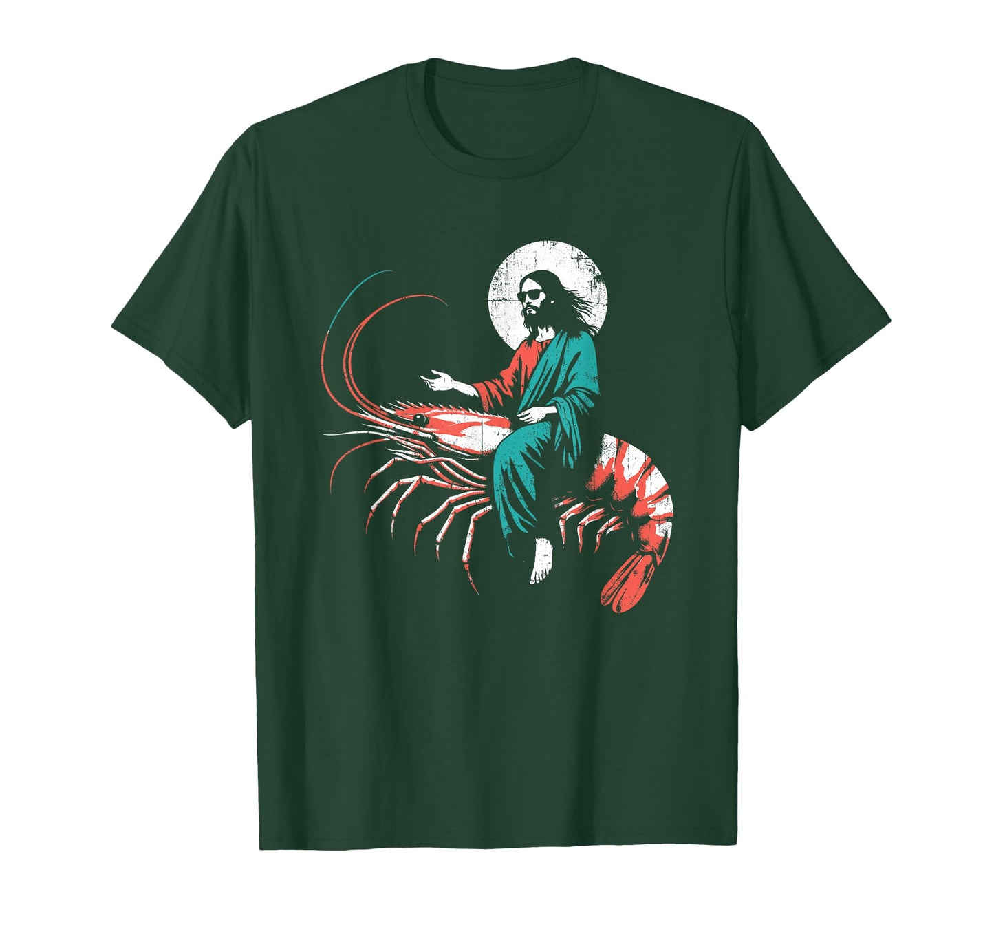 Jesus Riding A Shrimp - Funny Christian Prawn Lover T-Shirt