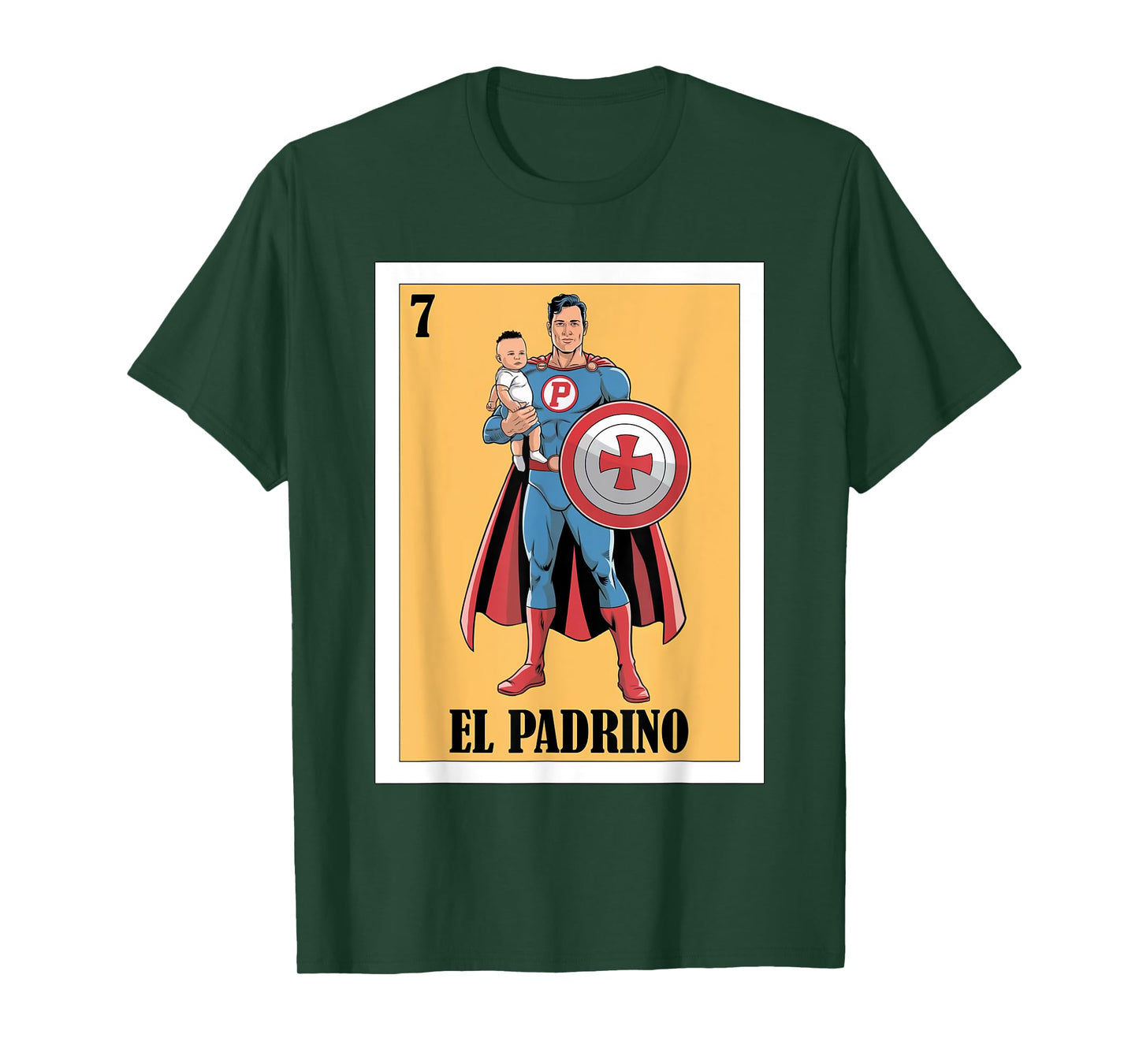 Funny Mexican Baptism Superhero Design - El Super Padrino T-Shirt