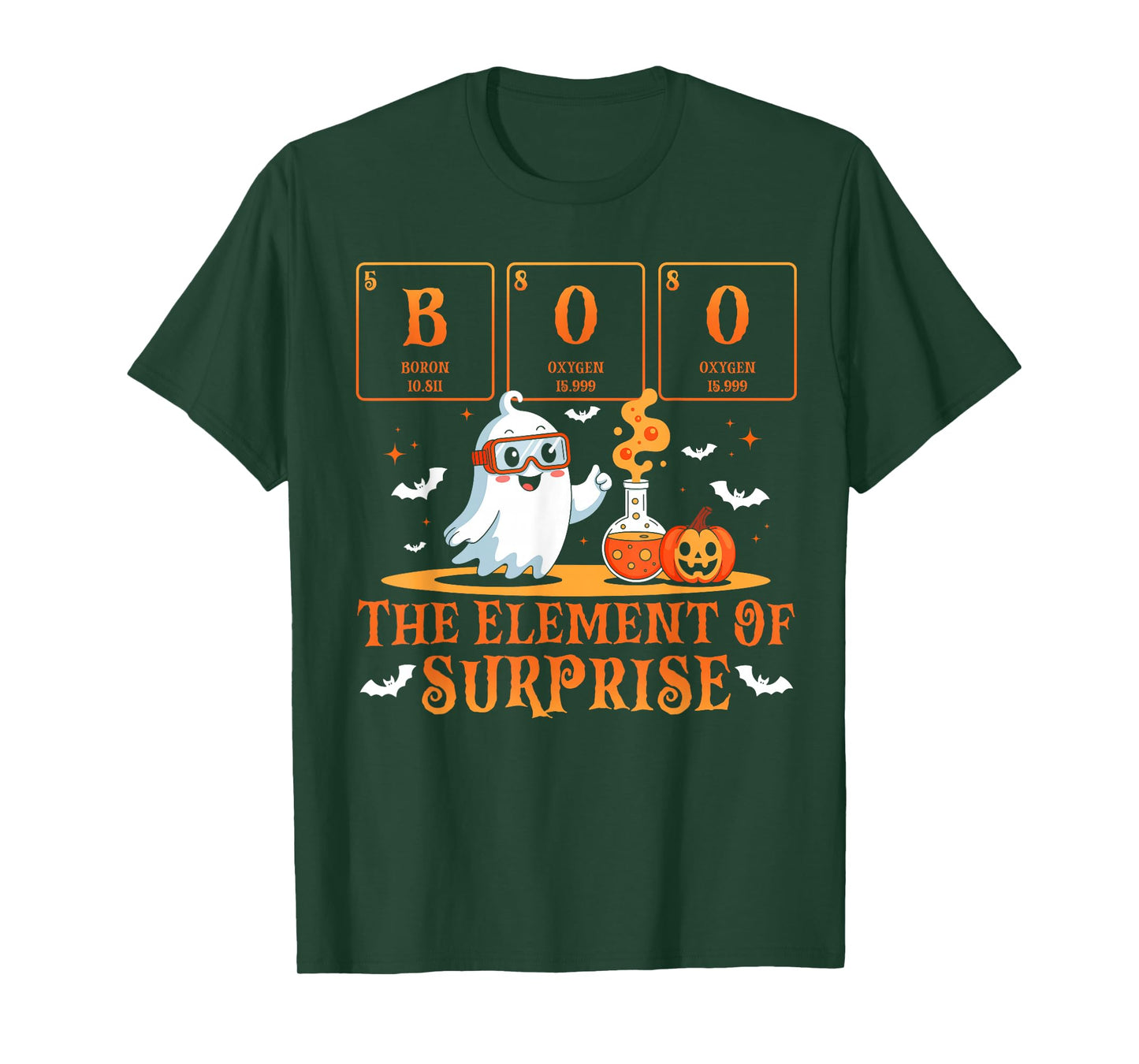 Halloween Chemistry Boo The Element of Surprise Cute Ghost T-Shirt