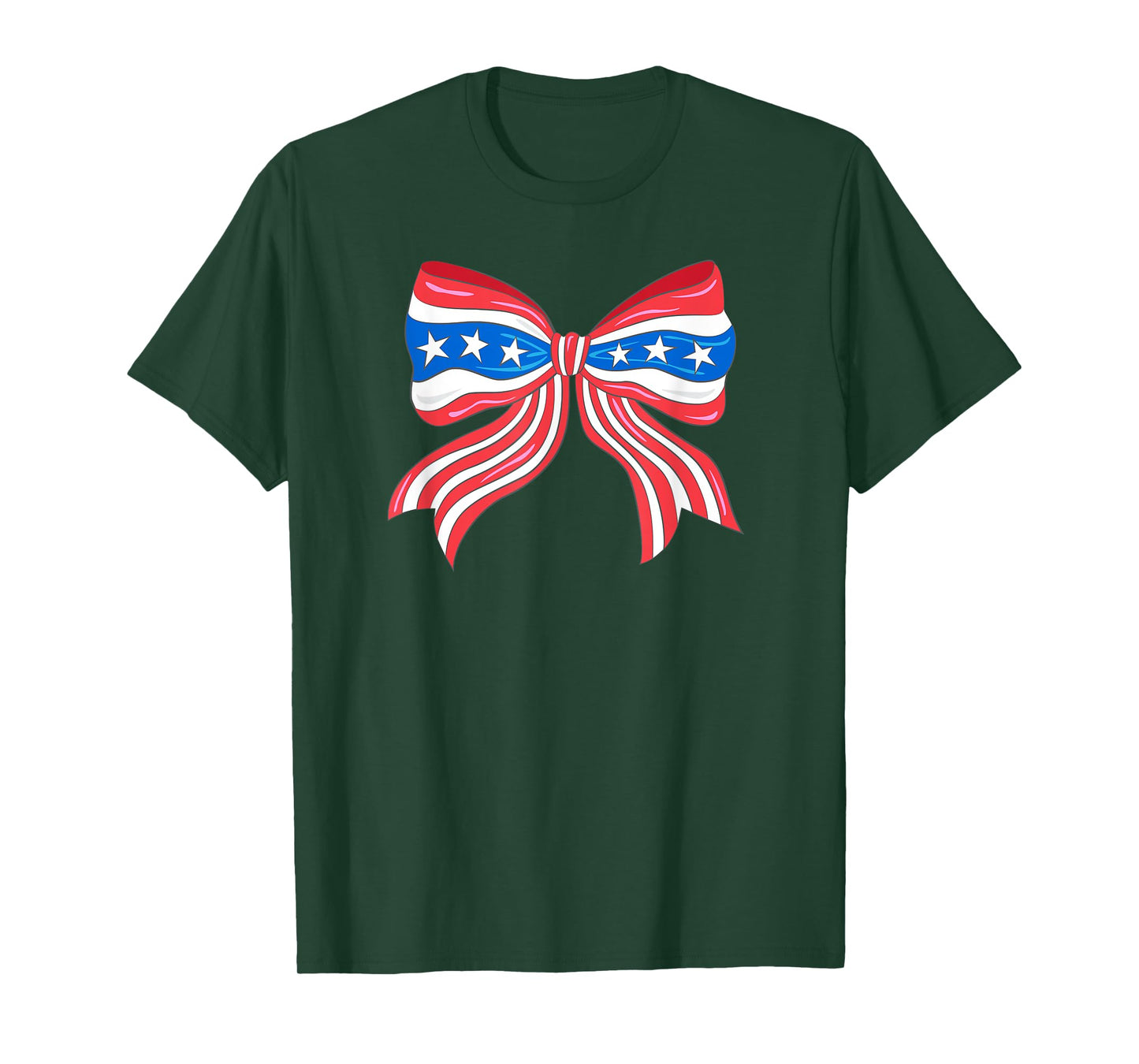 Preppy Patriotic Bow USA Flag T-Shirt