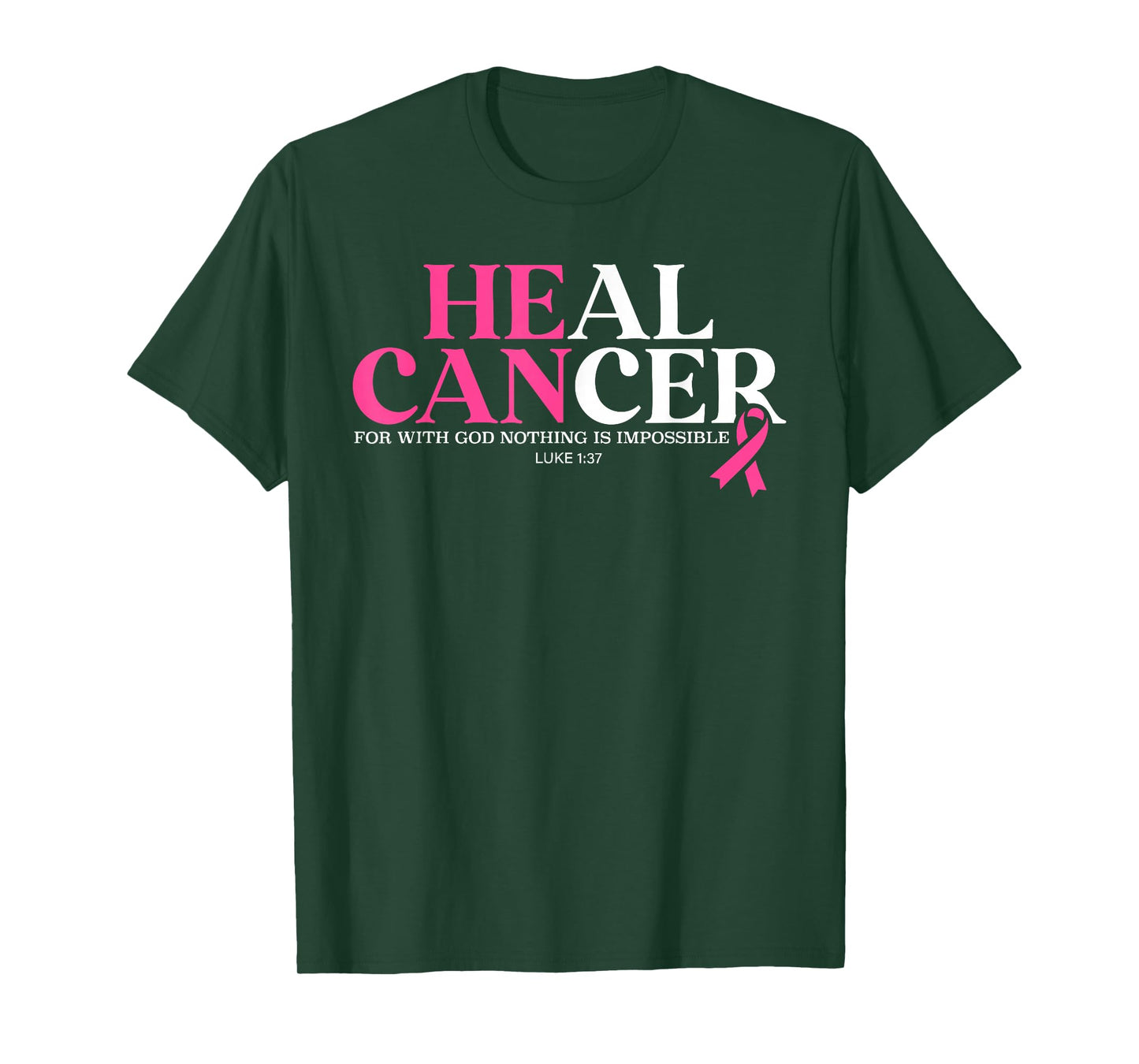 Heal Cancer Believe God Christian Breast Cancer Awareness T-Shirt
