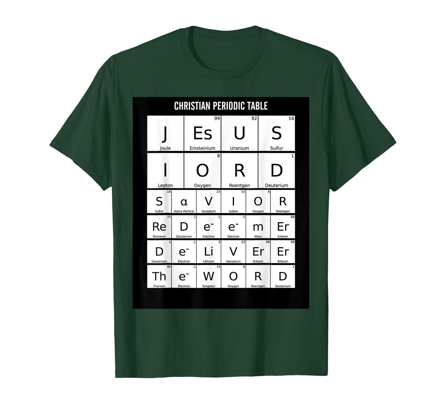 Periodic Table Christian Jesus Elements Science Nerd T-Shirt